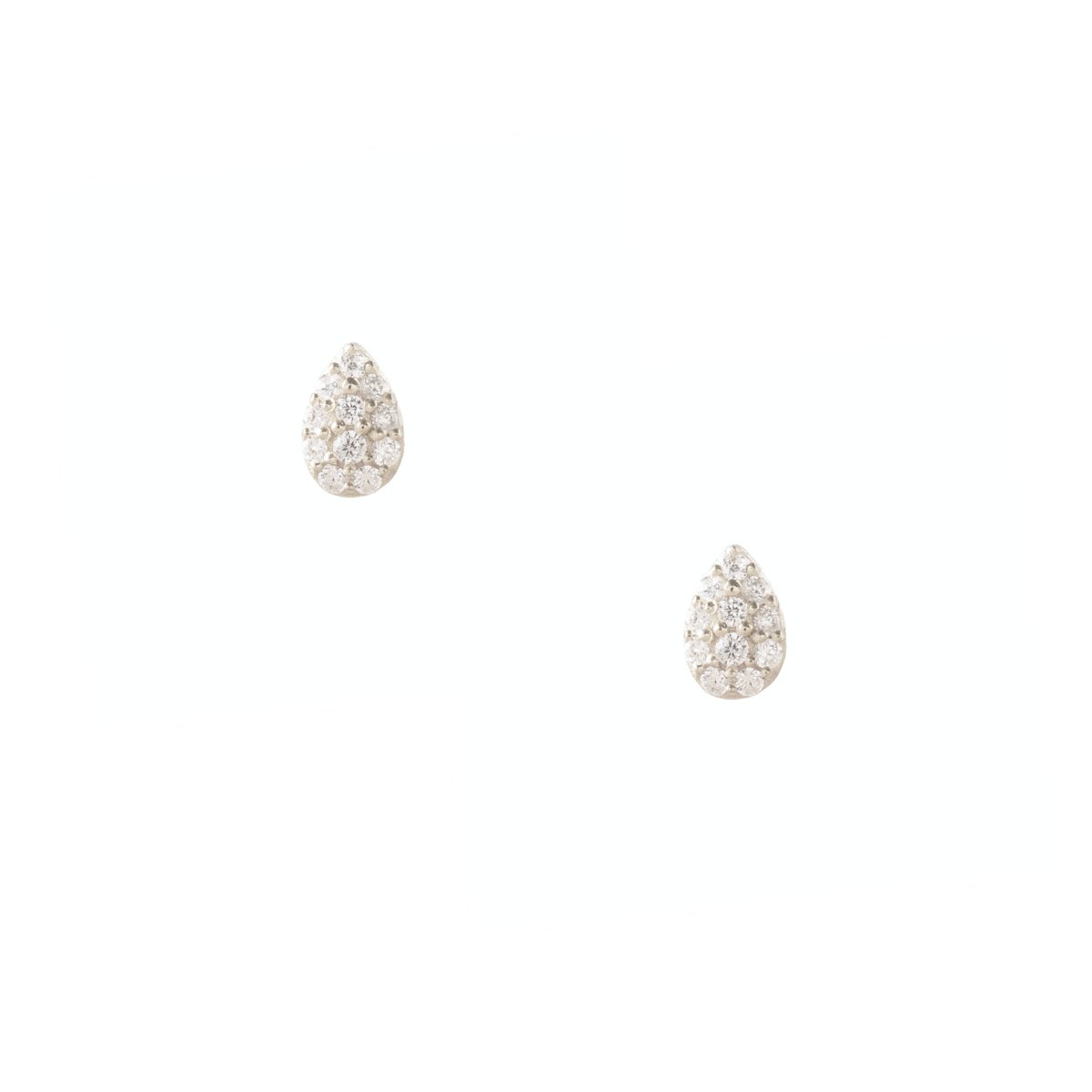 TINY LOVE PEAR STUDS - CUBIC ZIRCONIA &amp; SILVER - SO PRETTY CARA COTTER