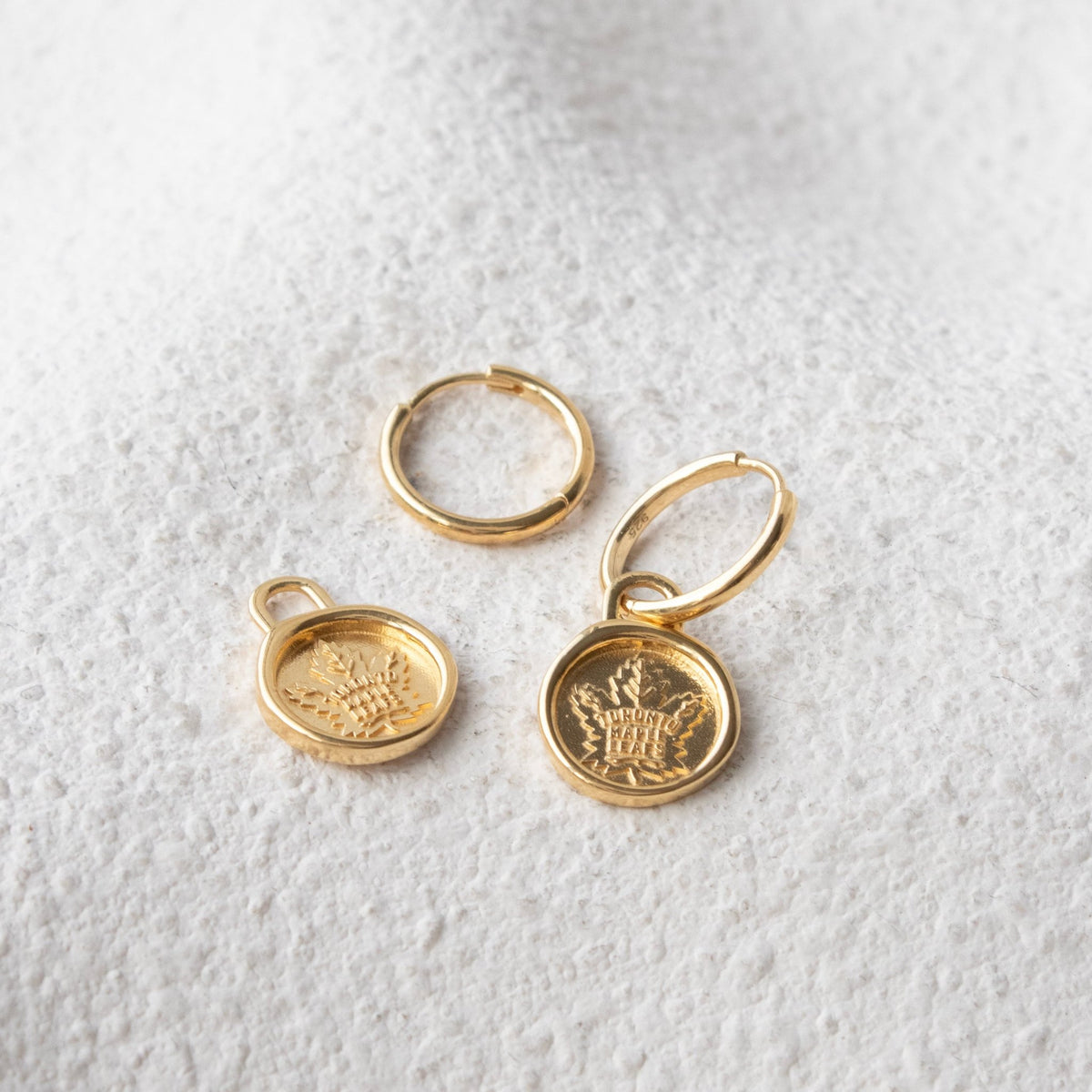 Toronto Maple Leafs Wax Seal Charm Hoop Earrings - SO PRETTY CARA COTTER