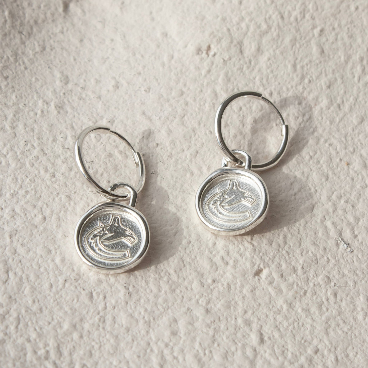 Vancouver Canucks Wax Seal Charm Hoop Earrings - SO PRETTY CARA COTTER