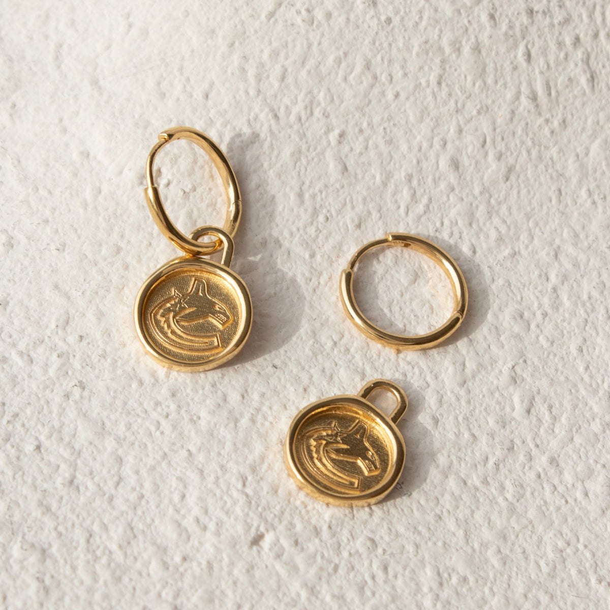Vancouver Canucks Wax Seal Charm Hoop Earrings - SO PRETTY CARA COTTER