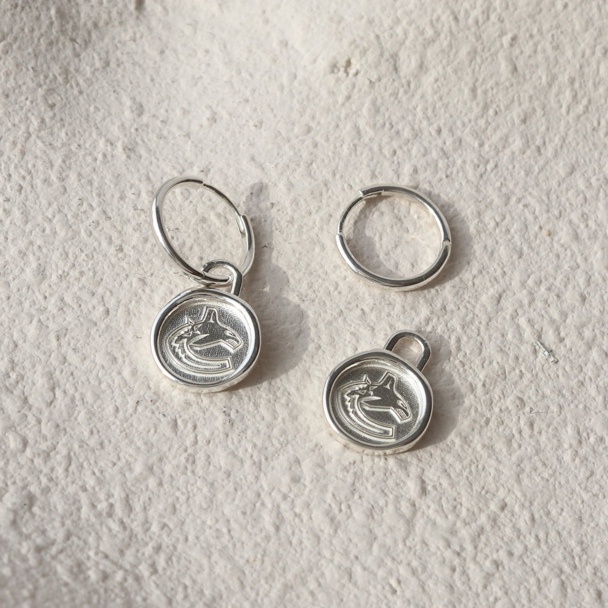 Vancouver Canucks Wax Seal Charm Hoop Earrings - SO PRETTY CARA COTTER