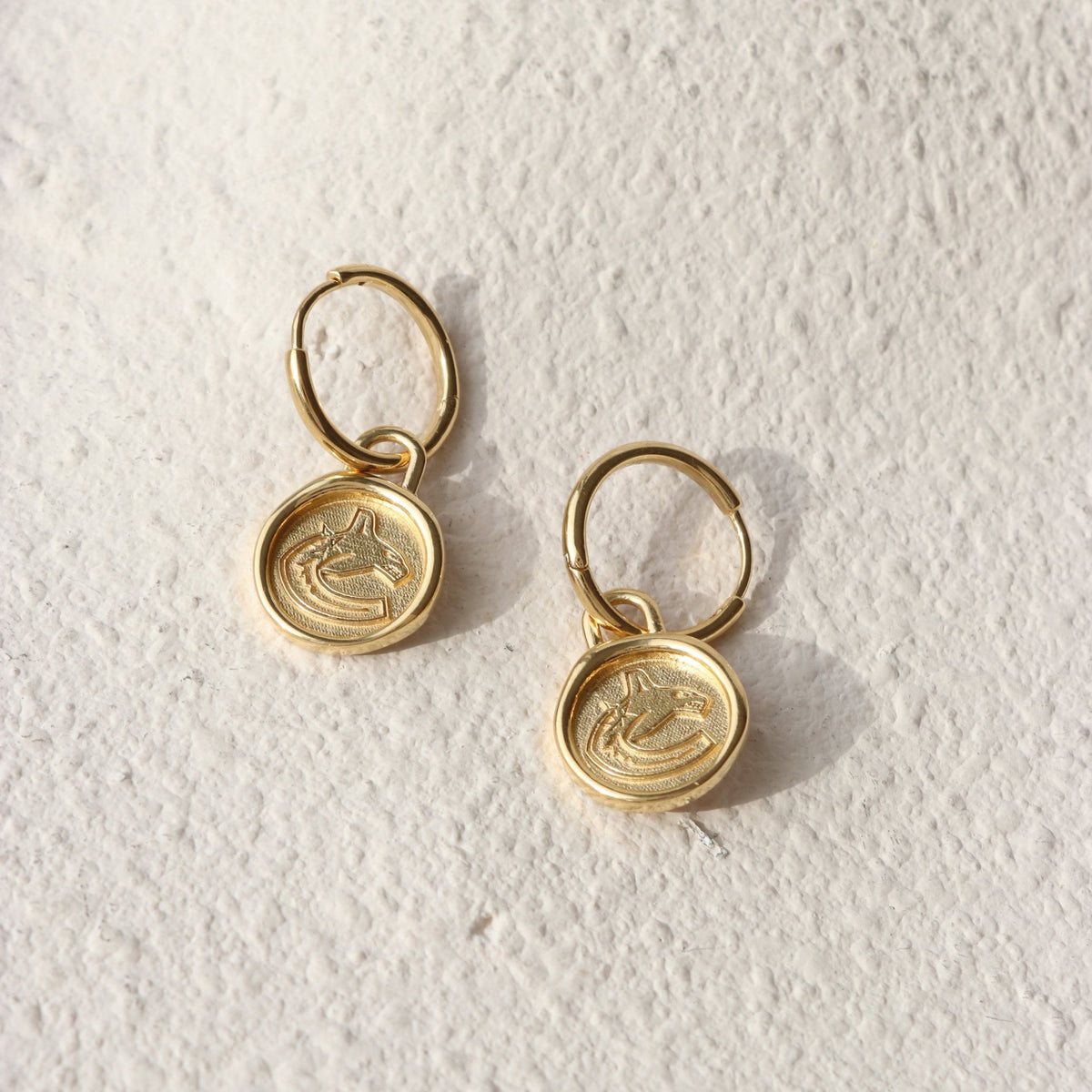 Vancouver Canucks Wax Seal Charm Hoop Earrings - SO PRETTY CARA COTTER