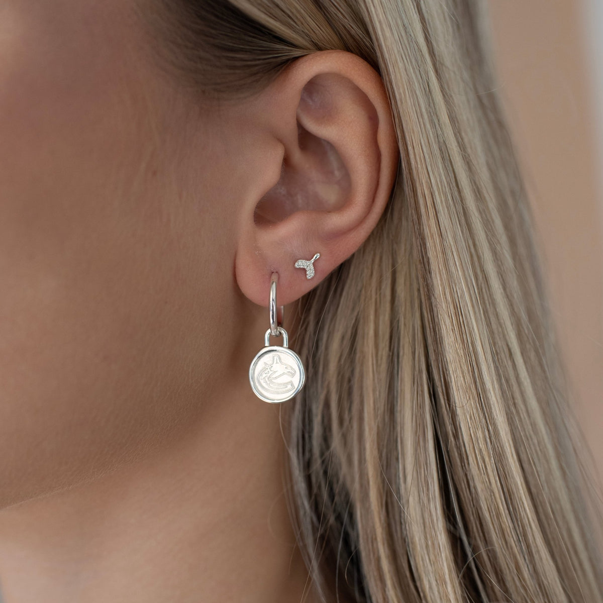 Vancouver Canucks Wax Seal Charm Hoop Earrings - SO PRETTY CARA COTTER