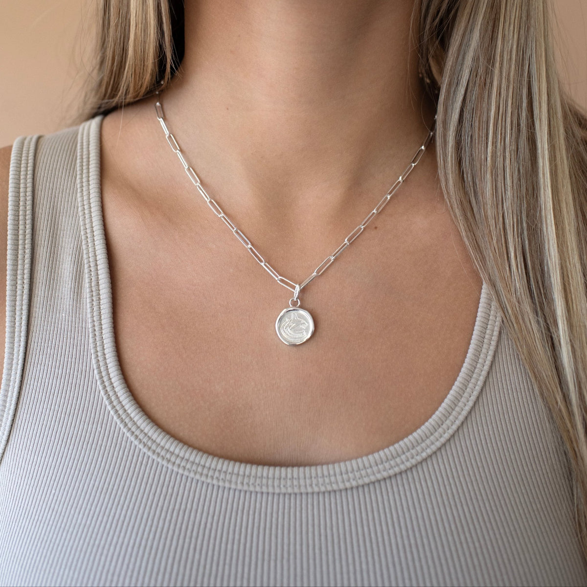Vancouver Canucks Wax Seal Oval Link Pendant Necklace - SO PRETTY CARA COTTER