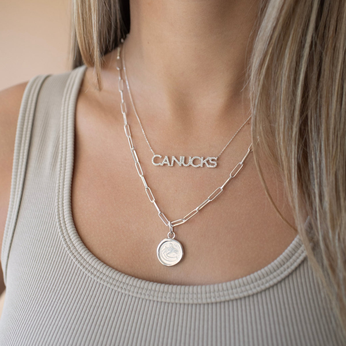 Vancouver Canucks Wax Seal Oval Link Pendant Necklace - SO PRETTY CARA COTTER