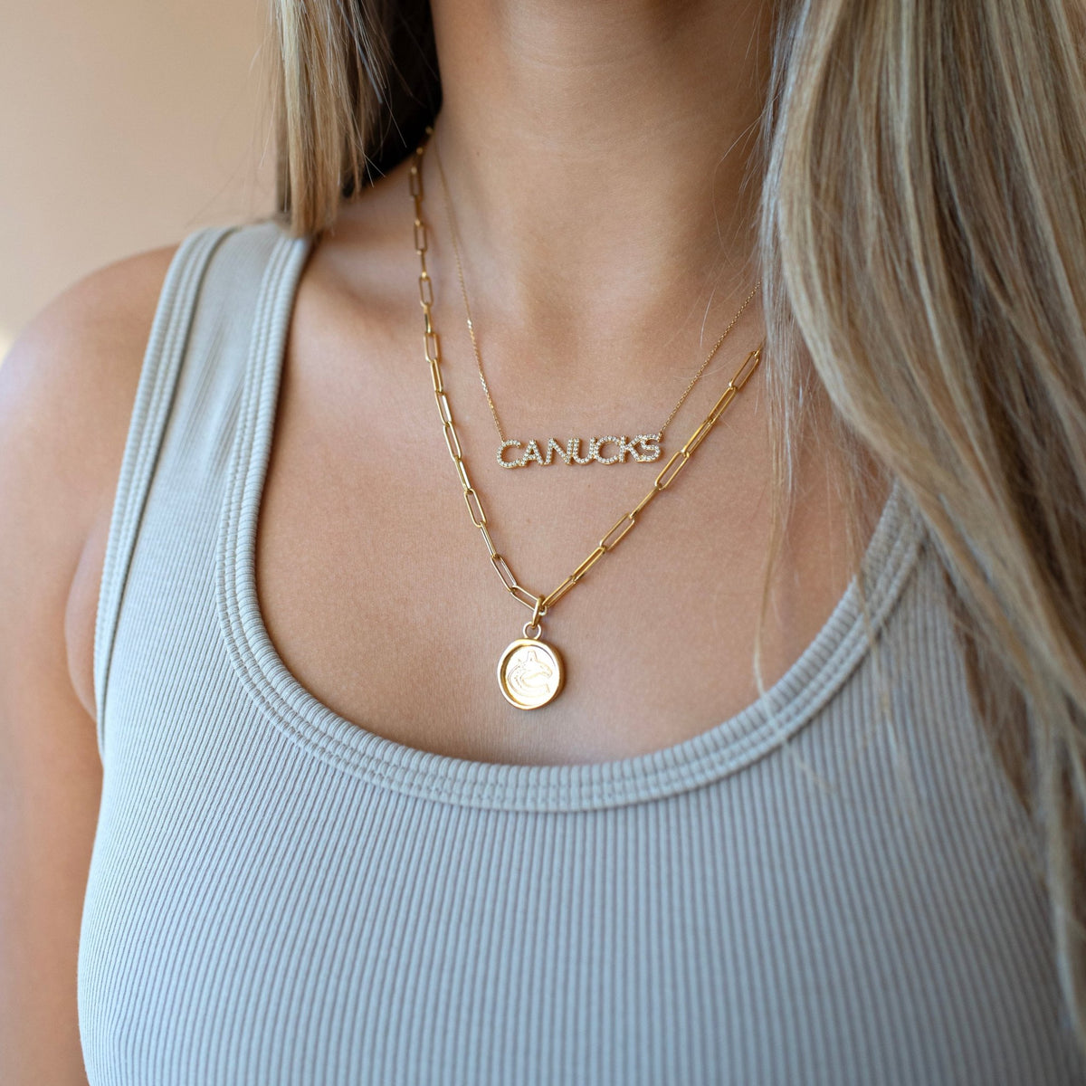 Vancouver Canucks Wax Seal Oval Link Pendant Necklace - SO PRETTY CARA COTTER