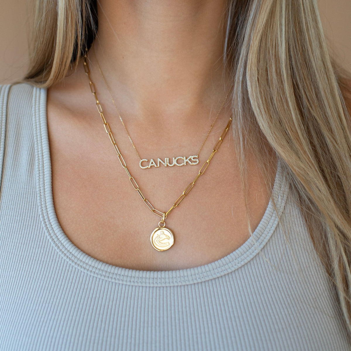 Vancouver Canucks Wax Seal Oval Link Pendant Necklace - SO PRETTY CARA COTTER