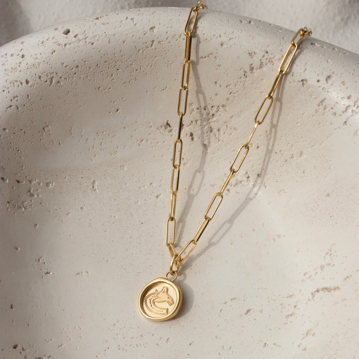 Vancouver Canucks Wax Seal Oval Link Pendant Necklace - SO PRETTY CARA COTTER