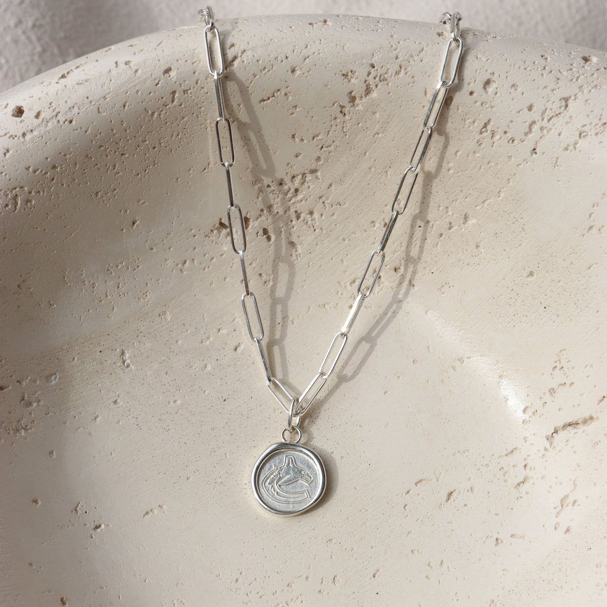 Vancouver Canucks Wax Seal Oval Link Pendant Necklace - SO PRETTY CARA COTTER