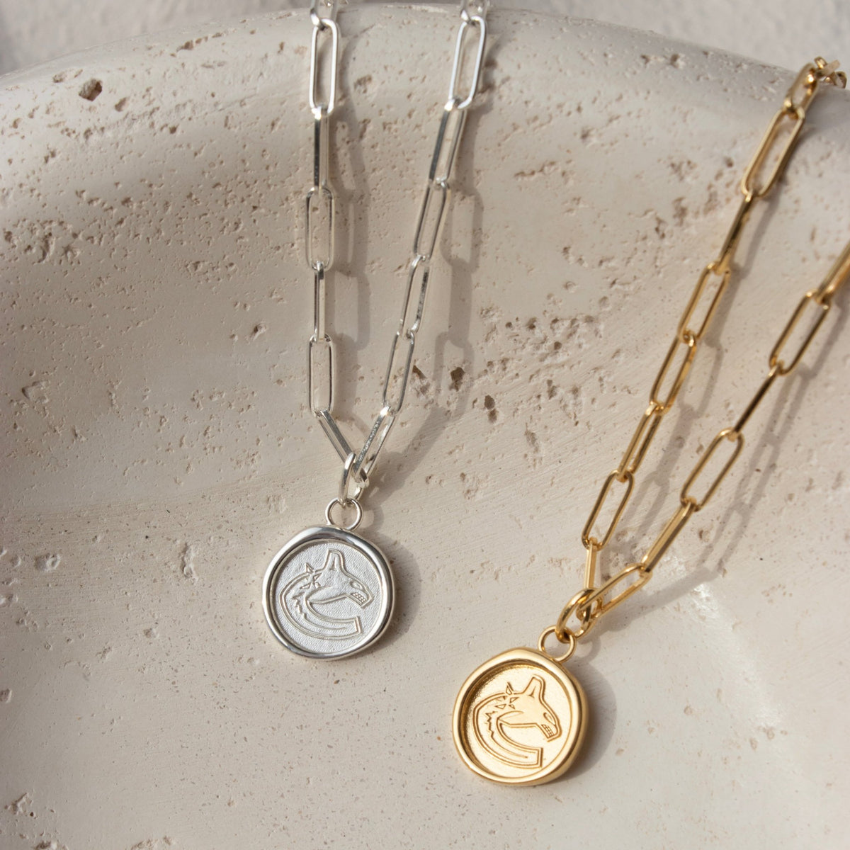 Vancouver Canucks Wax Seal Oval Link Pendant Necklace - SO PRETTY CARA COTTER