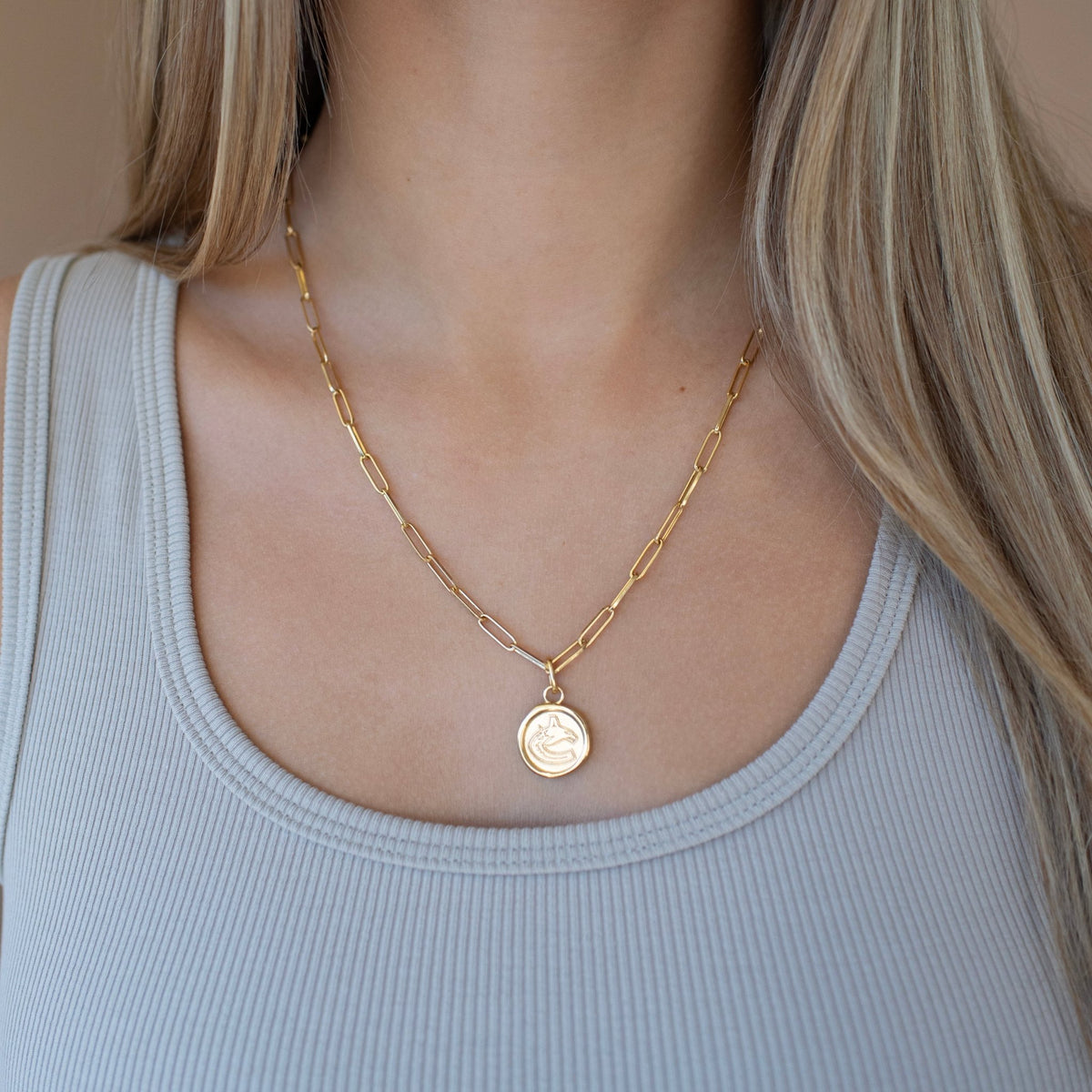 Vancouver Canucks Wax Seal Oval Link Pendant Necklace - SO PRETTY CARA COTTER