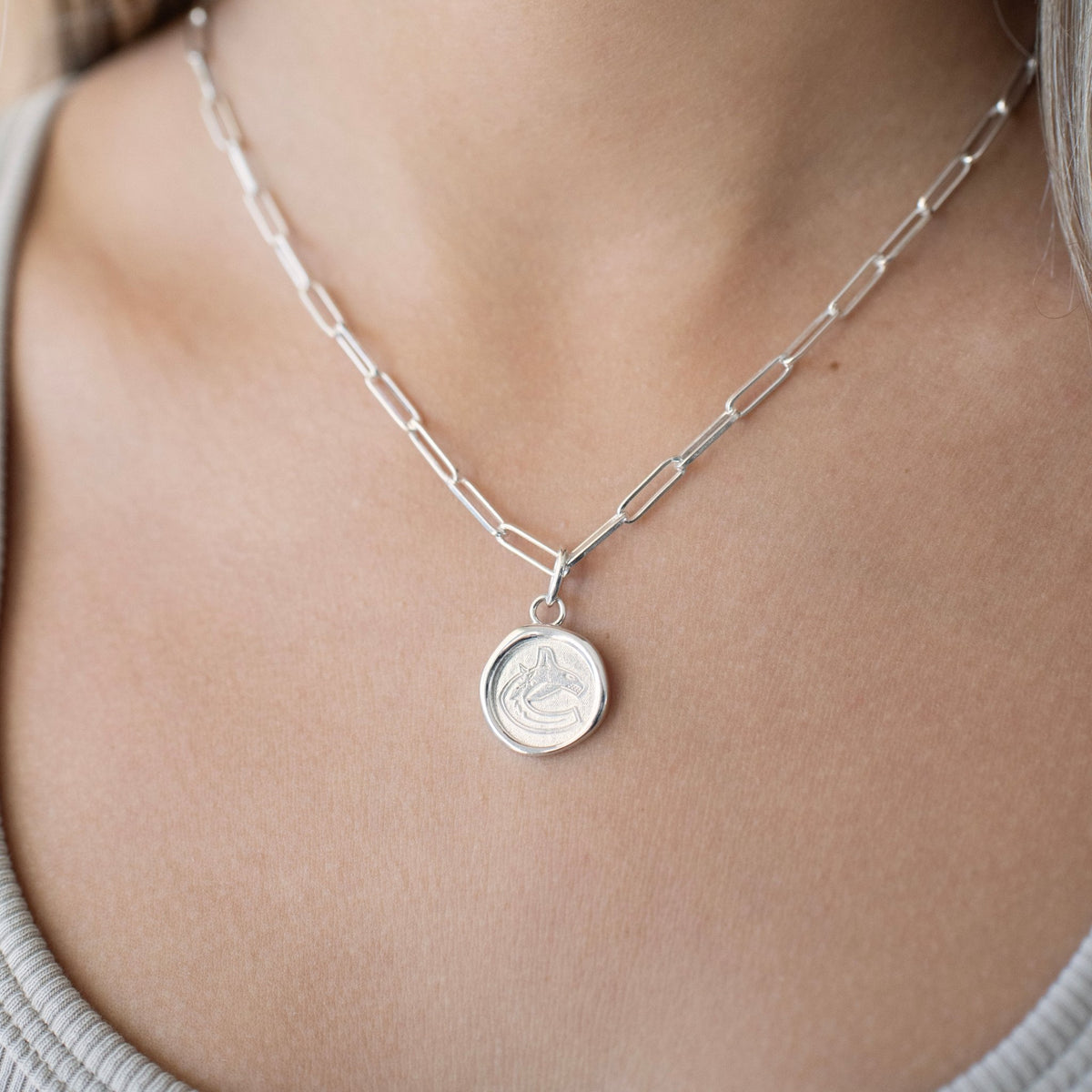 Vancouver Canucks Wax Seal Oval Link Pendant Necklace - SO PRETTY CARA COTTER
