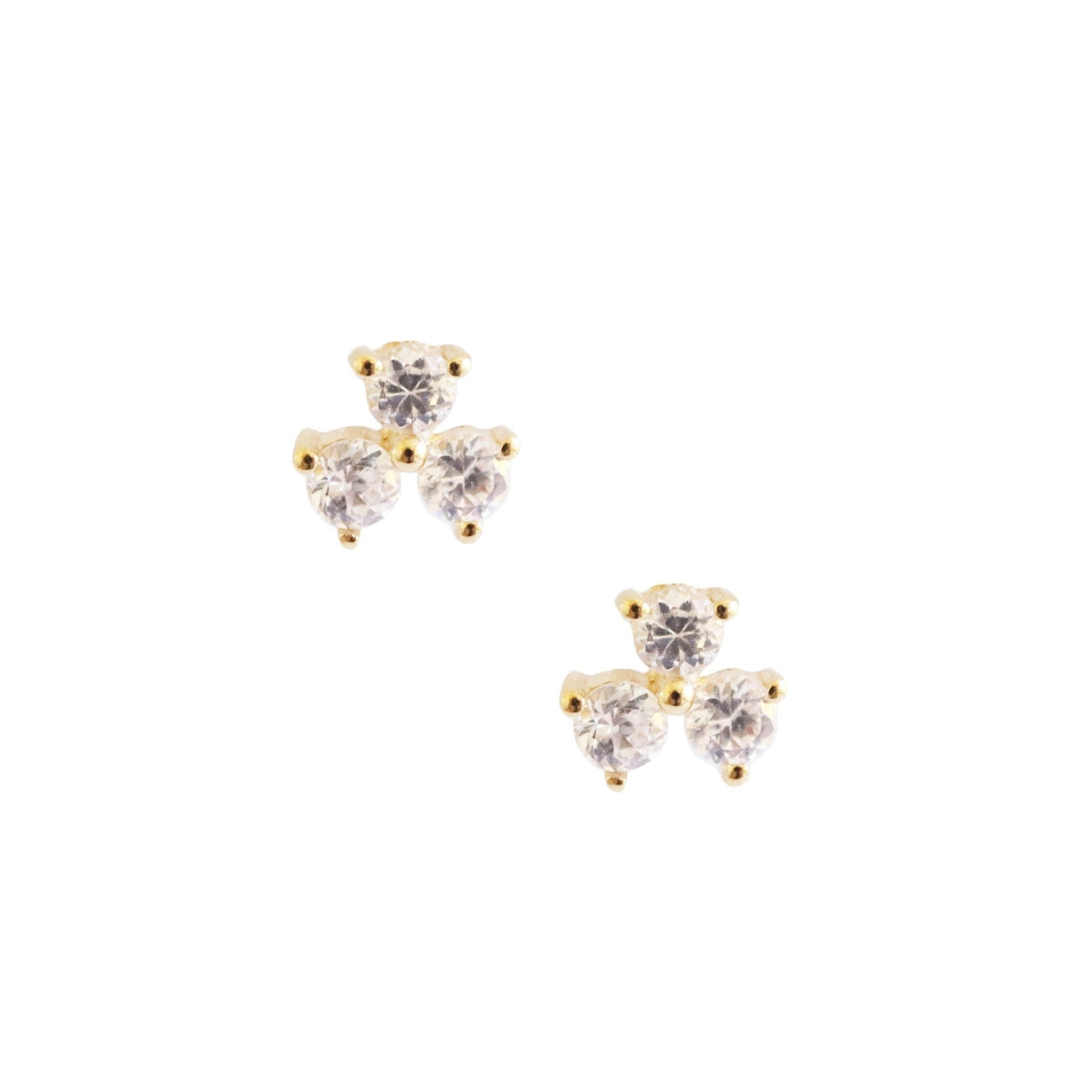 14K SOLID GOLD - TINY TRIO LOVE STUDS - CUBIC ZIRCONIA - SO PRETTY CARA COTTER