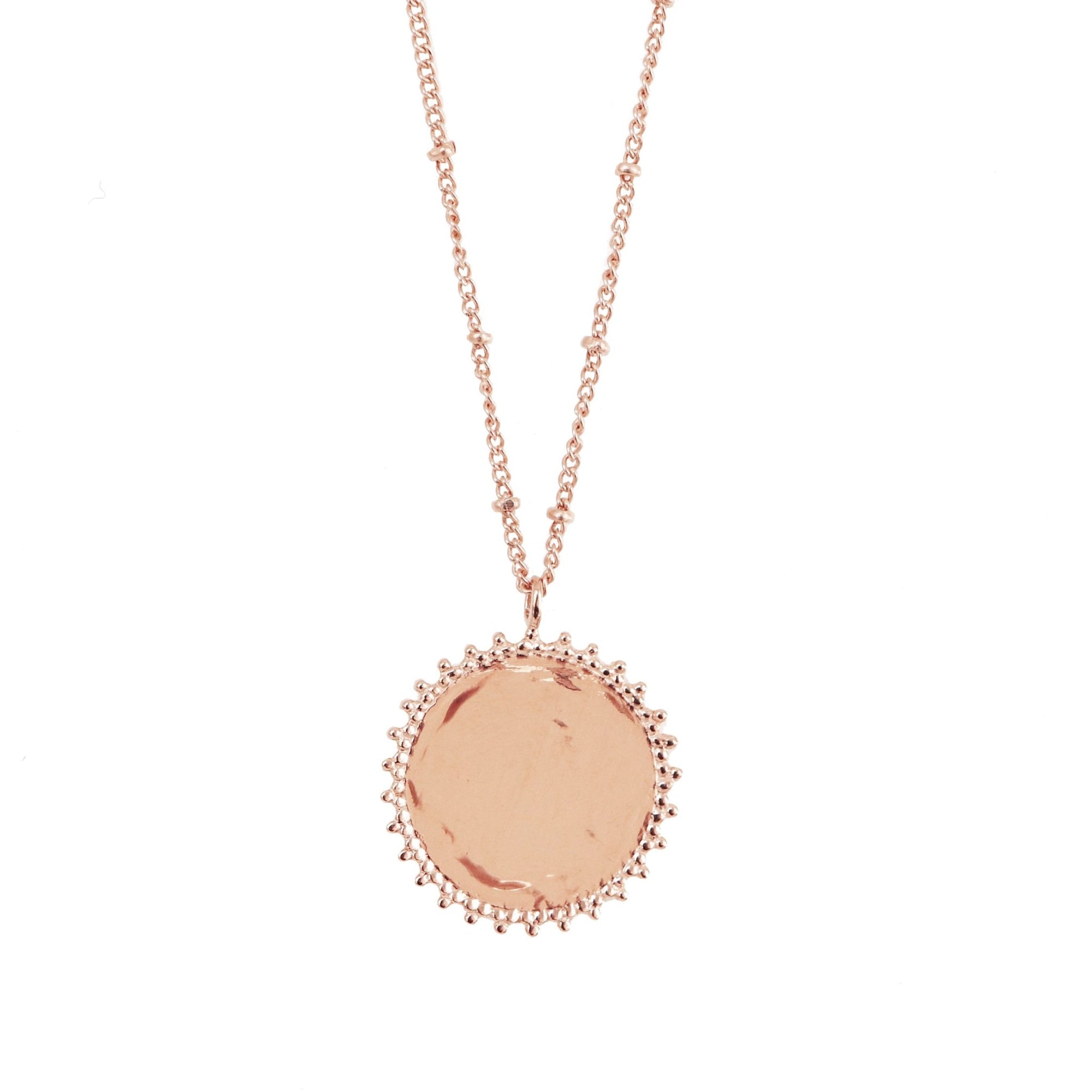BELIEVE SOLEIL COIN PENDANT NECKLACE - ROSE GOLD - SO PRETTY CARA COTTER