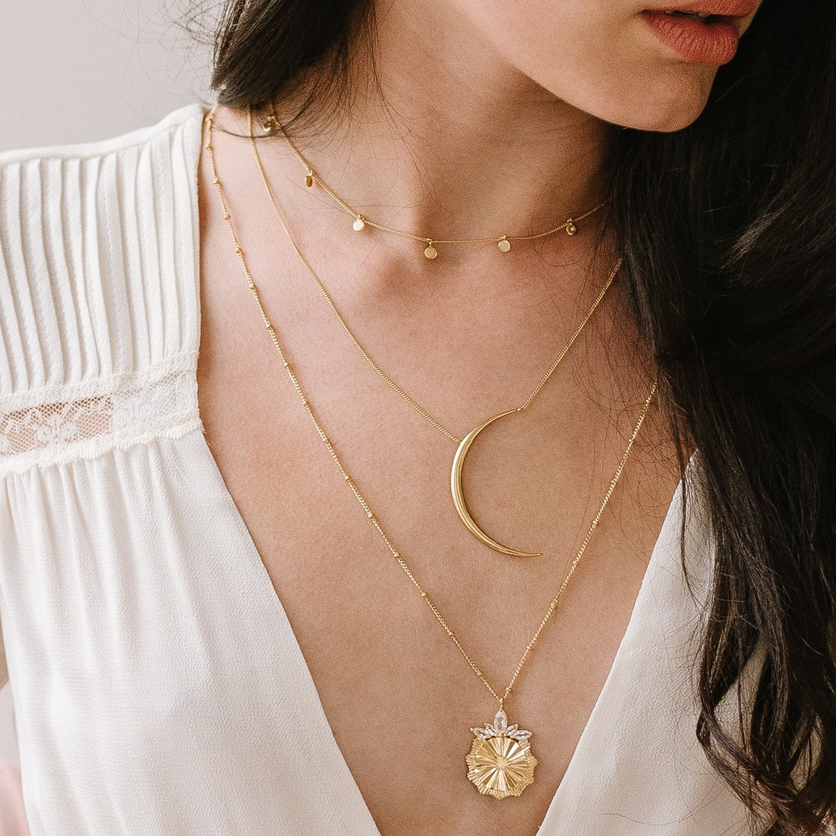 BELIEVE SOLEIL PENDANT NECKLACE - WHITE TOPAZ &amp; GOLD - SO PRETTY CARA COTTER
