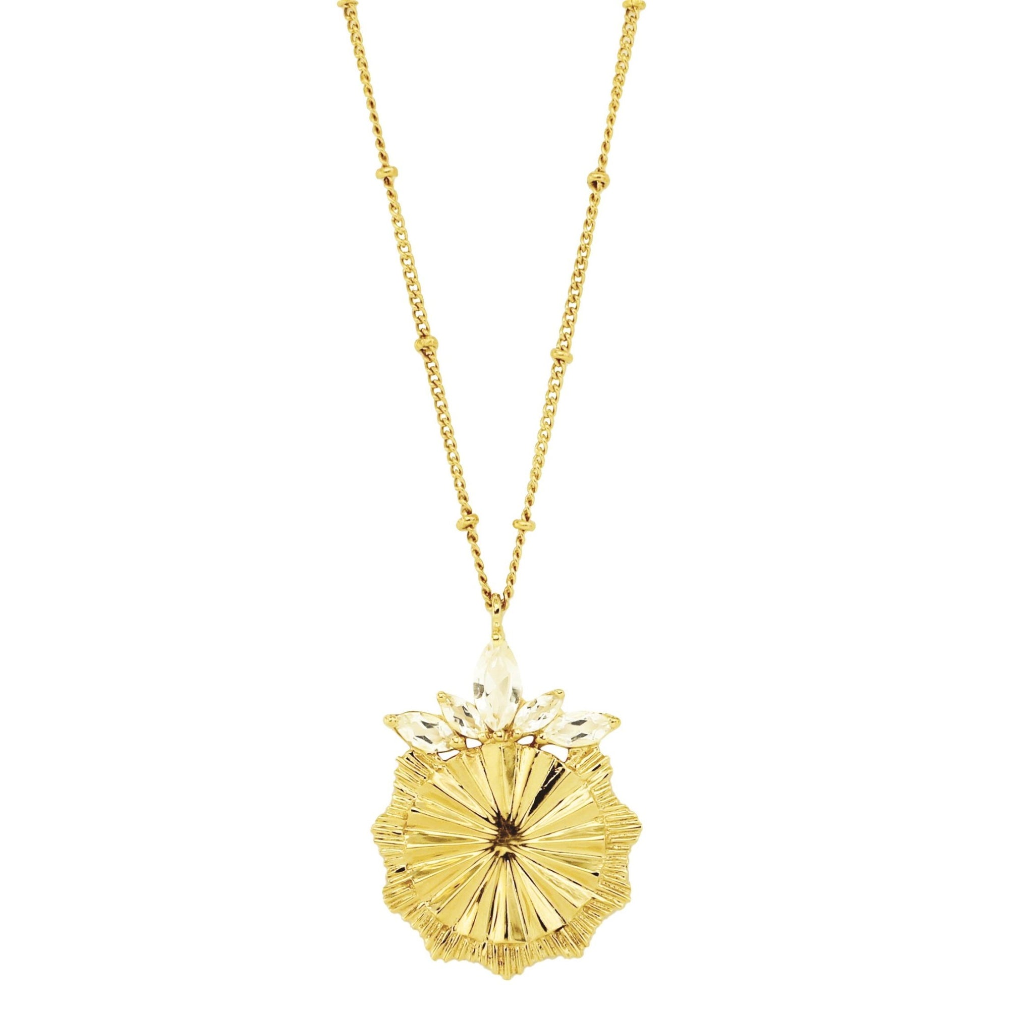 BELIEVE SOLEIL PENDANT NECKLACE - WHITE TOPAZ & GOLD - SO PRETTY CARA COTTER