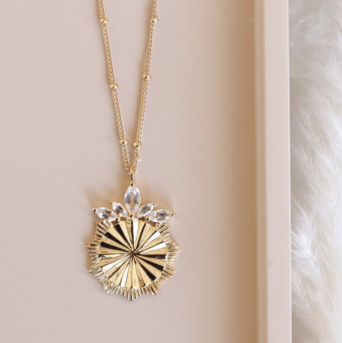 BELIEVE SOLEIL PENDANT NECKLACE - WHITE TOPAZ &amp; GOLD - SO PRETTY CARA COTTER