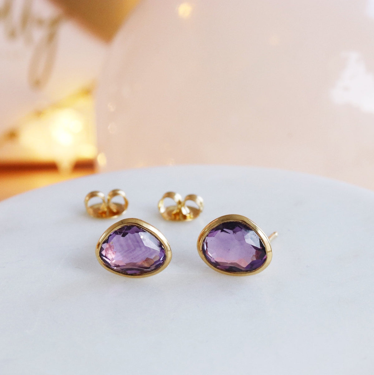 BONUS DAY - JOY STUDS - AMETHYST &amp; GOLD - SO PRETTY CARA COTTER