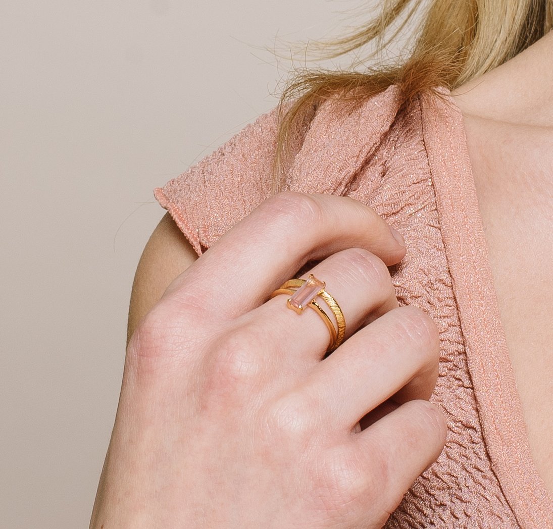 BRAVE STACKING RING &amp; PENDANT GOLD - SO PRETTY CARA COTTER