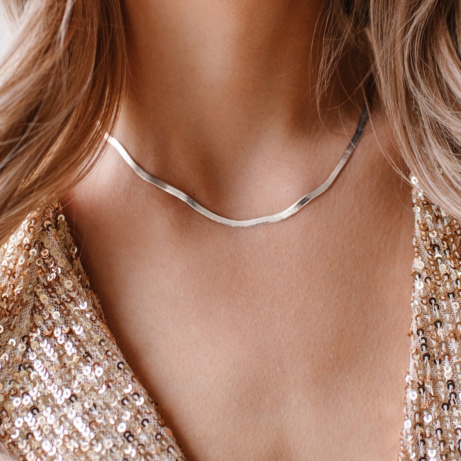 CHARMING HERRINGBONE CHAIN 14-16.5 " NECKLACE SILVER - SO PRETTY CARA COTTER