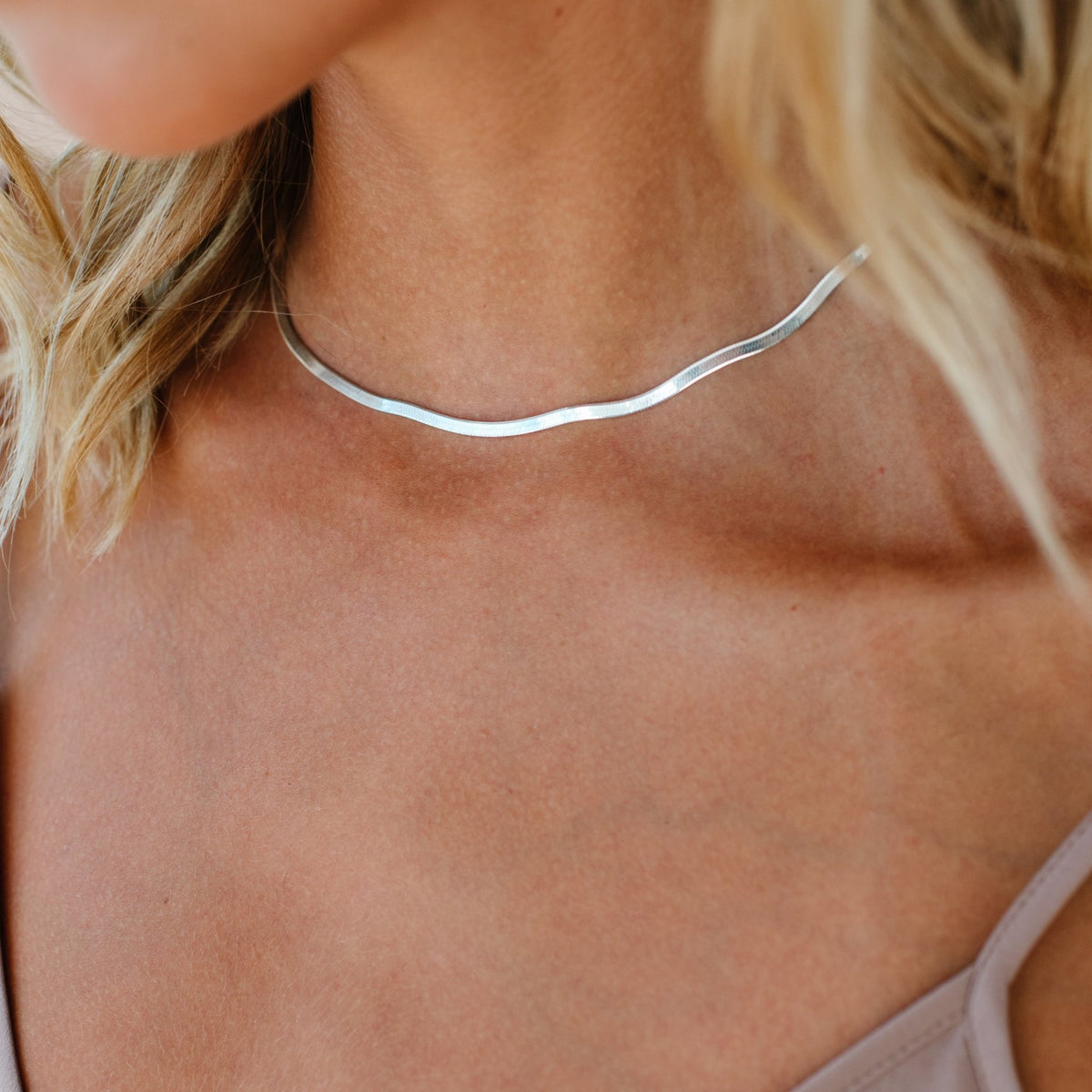 Silver Herringbone Necklace – The Giving Keys