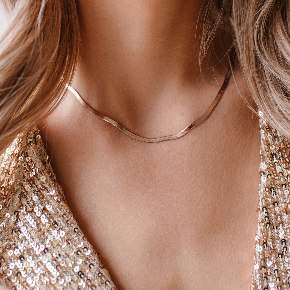 CHARMING HERRINGBONE CHAIN 14.5 - 16&quot; NECKLACE ROSE GOLD - SO PRETTY CARA COTTER