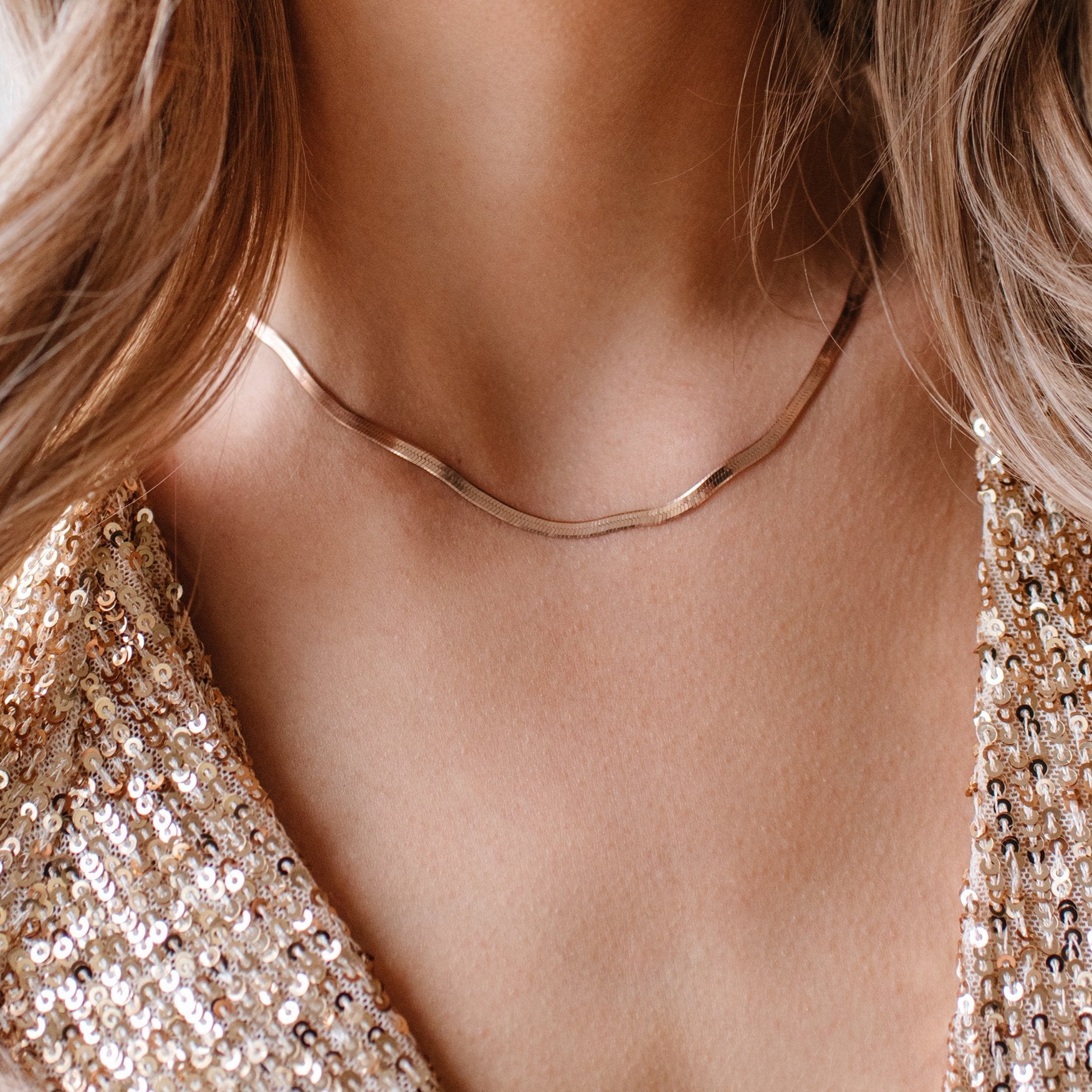 CHARMING HERRINGBONE CHAIN 14.5 - 16" NECKLACE ROSE GOLD - SO PRETTY CARA COTTER