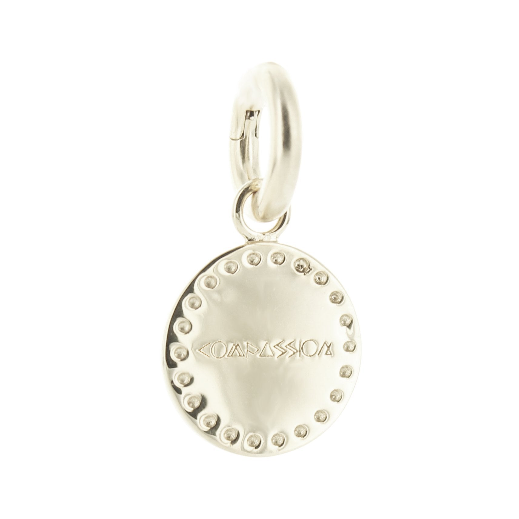 COMPASSION FLOATING CHARM PENDANT ALL METAL SILVER - SO PRETTY CARA COTTER