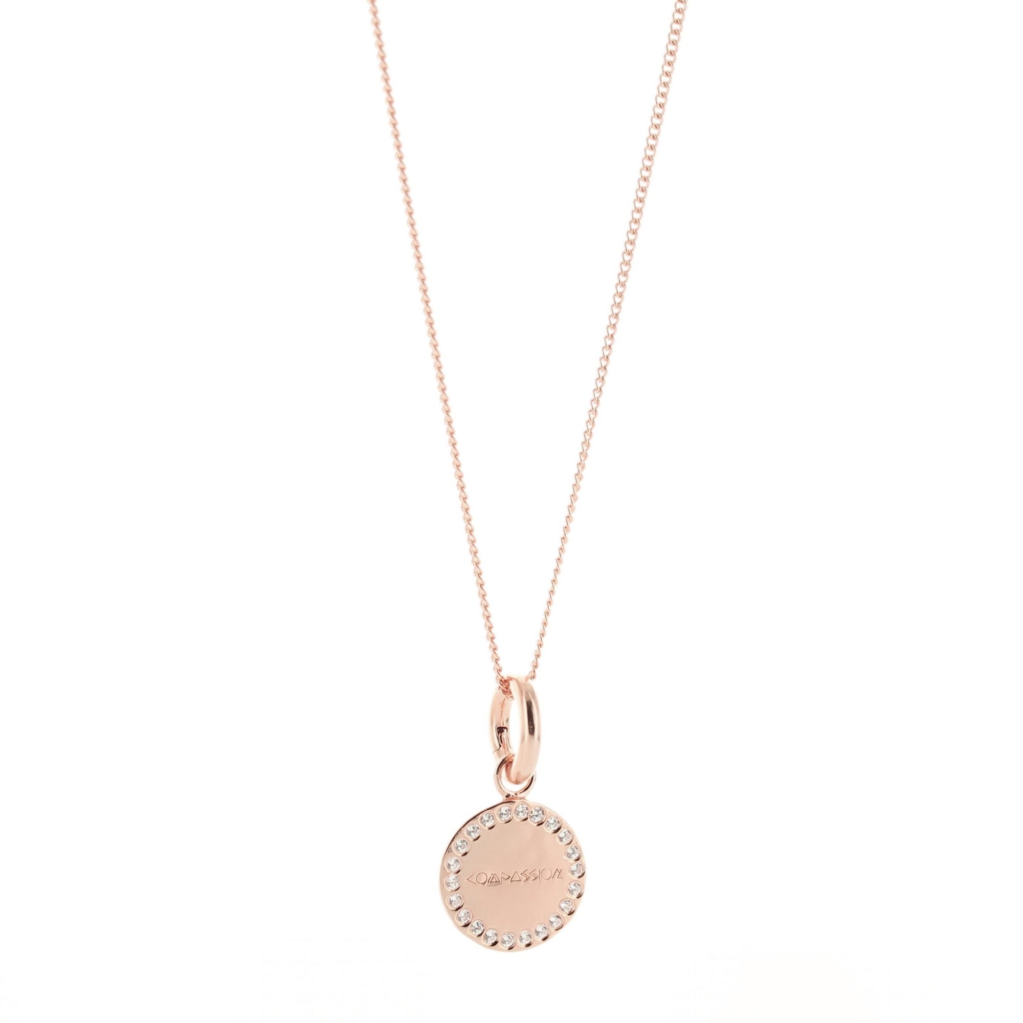 COMPASSION FLOATING CHARM PENDANT CUBIC ZIRCONIA ROSE GOLD - SO PRETTY CARA COTTER