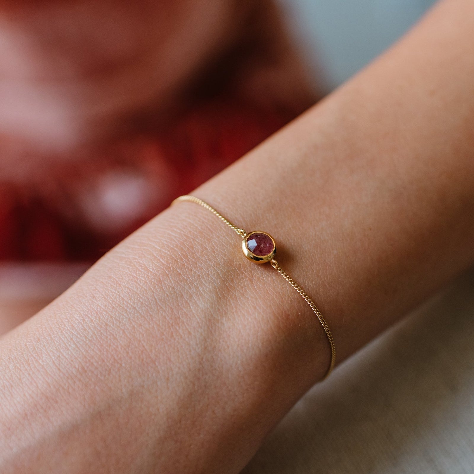 DAINTY LEGACY BRACELET - CRANBERYY QUARTZ & GOLD - SO PRETTY CARA COTTER