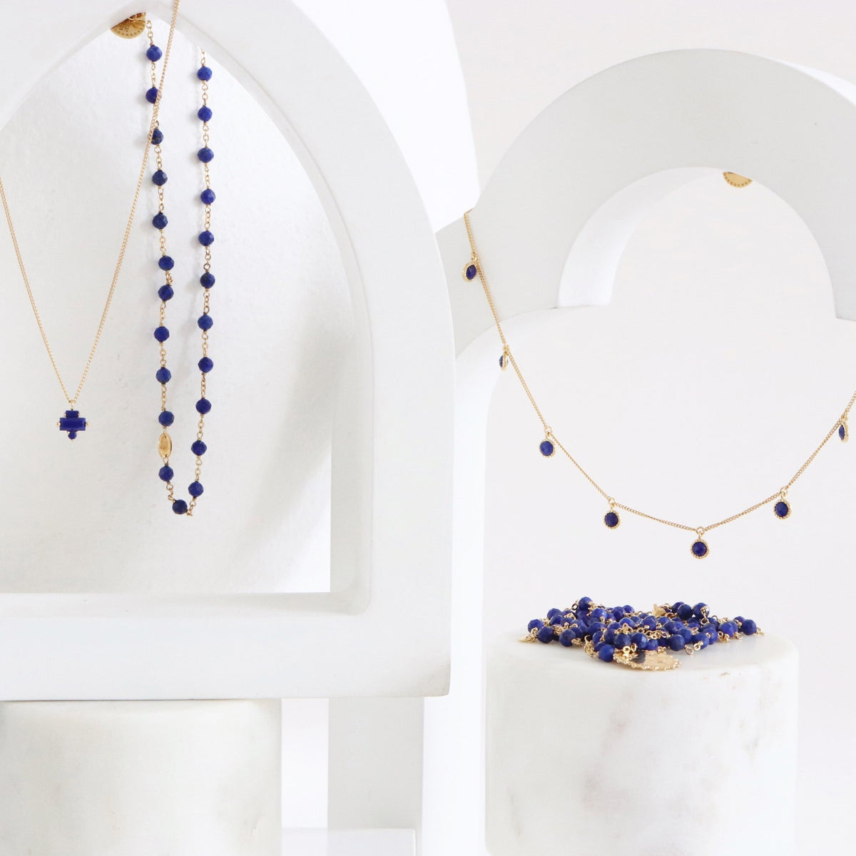 DAINTY LEGACY COLLAR NECKLACE - LAPIS &amp; GOLD - SO PRETTY CARA COTTER