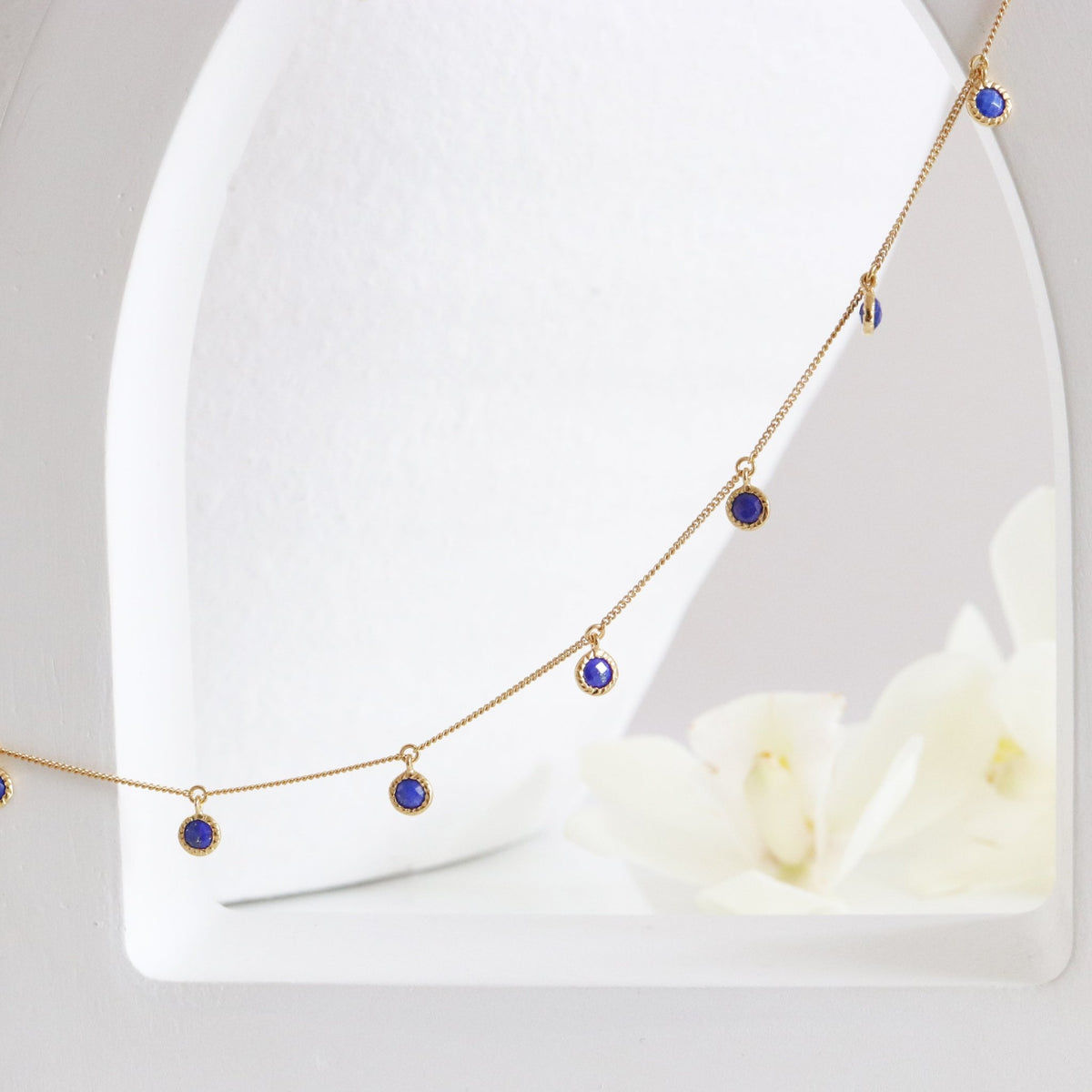 DAINTY LEGACY COLLAR NECKLACE - LAPIS &amp; GOLD - SO PRETTY CARA COTTER