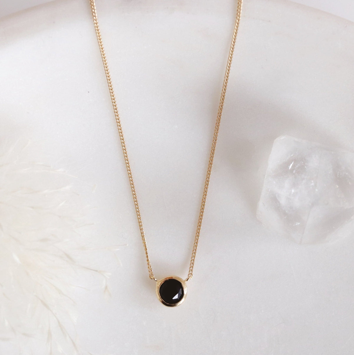 DAINTY LEGACY NECKLACE - BLACK ONYX &amp; GOLD - SO PRETTY CARA COTTER
