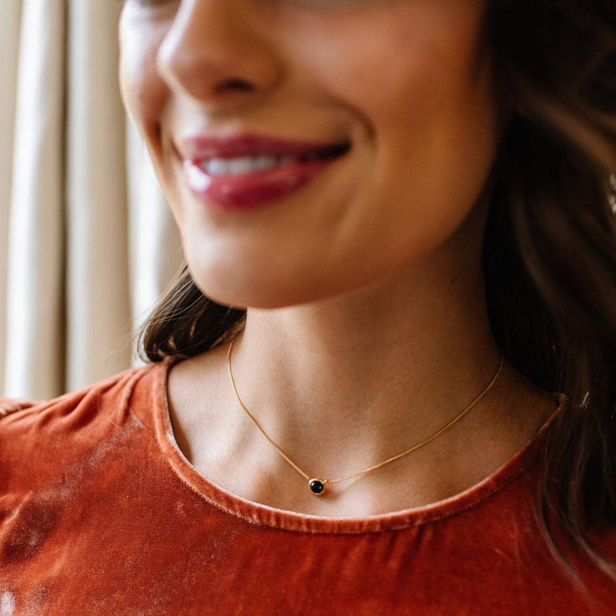 DAINTY LEGACY NECKLACE - BLACK ONYX &amp; GOLD - SO PRETTY CARA COTTER