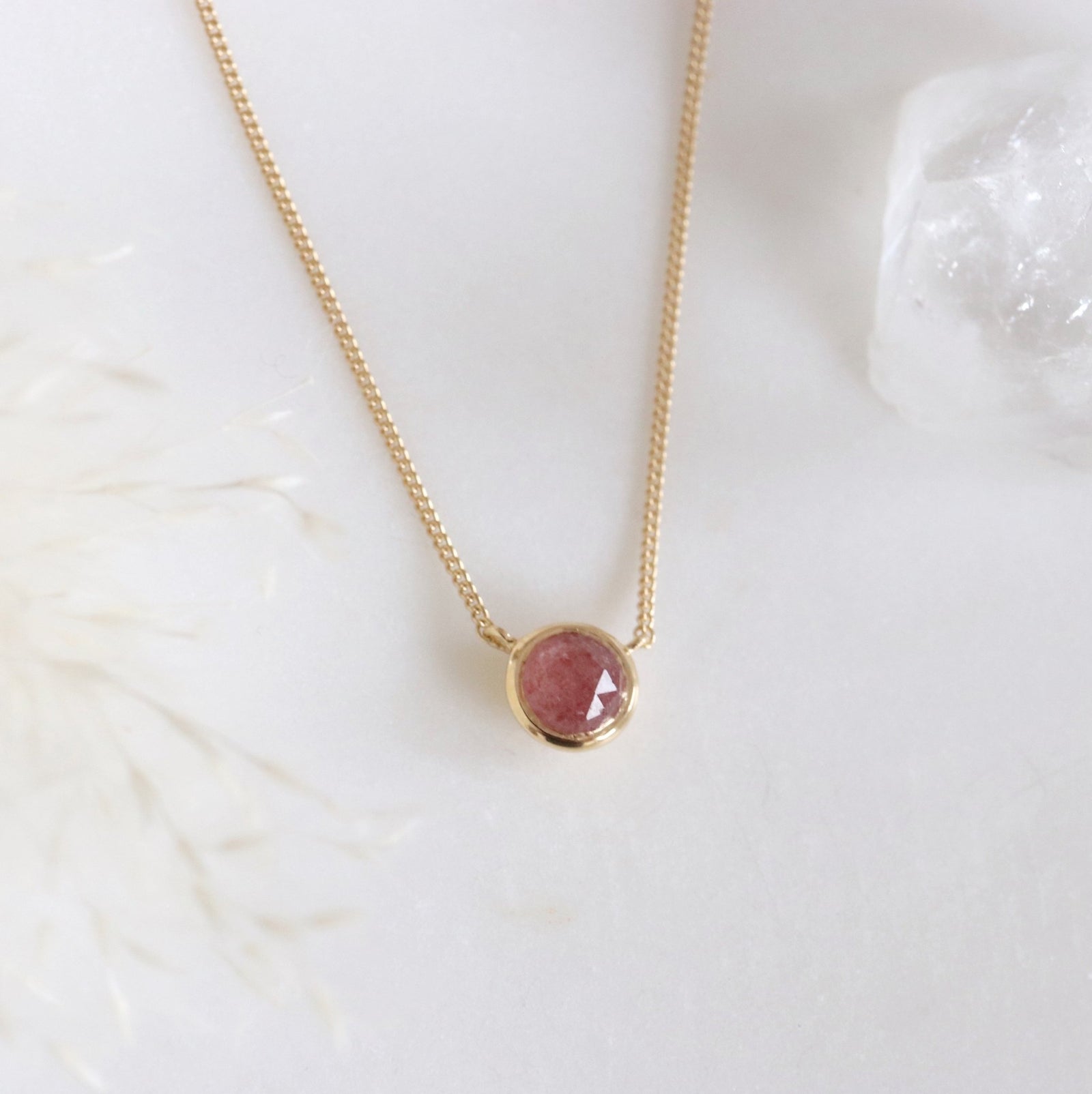 DAINTY LEGACY NECKLACE - CRANBERRY QUARTZ & GOLD - SO PRETTY CARA COTTER