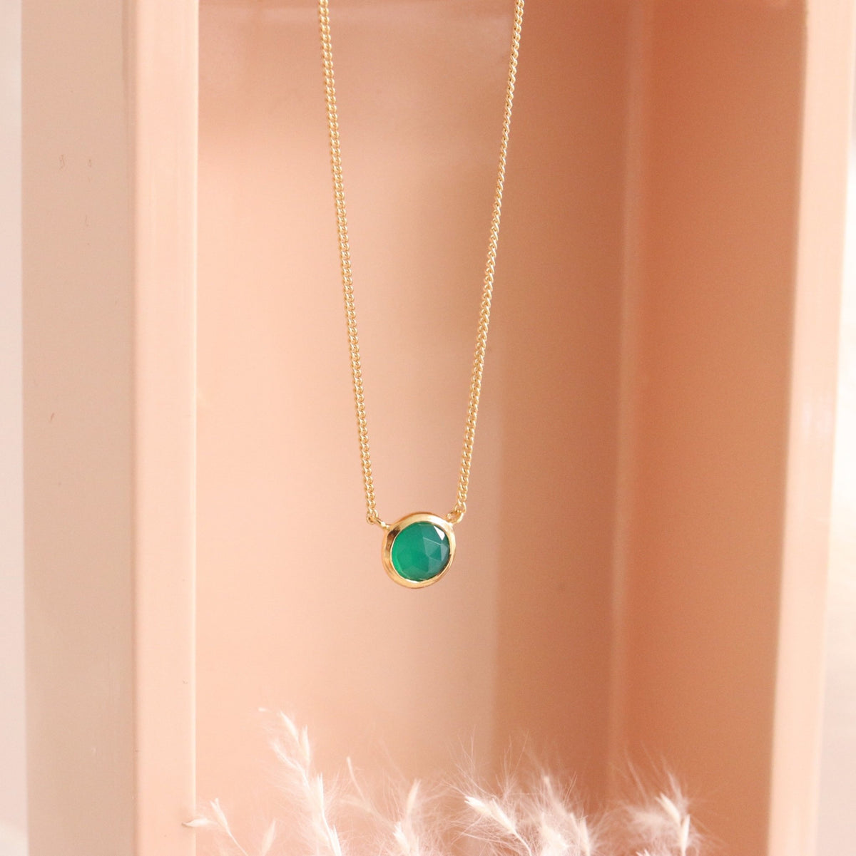 DAINTY LEGACY NECKLACE - GREEN ONYX &amp; GOLD - SO PRETTY CARA COTTER