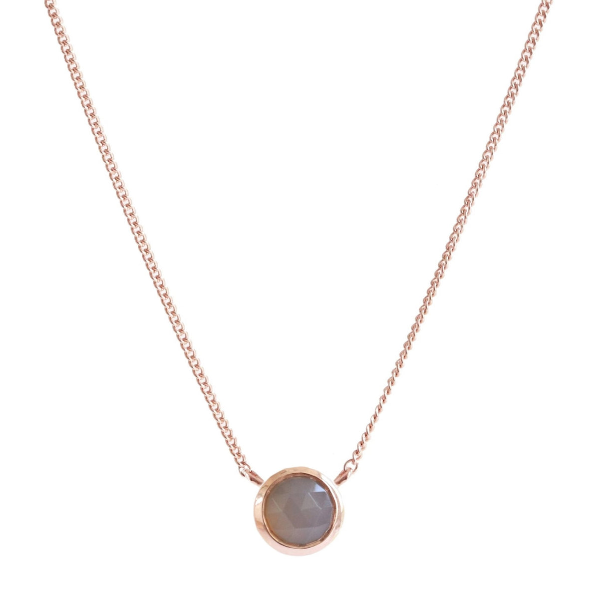 DAINTY LEGACY NECKLACE - GREY MOONSTONE &amp; ROSE GOLD - SO PRETTY CARA COTTER