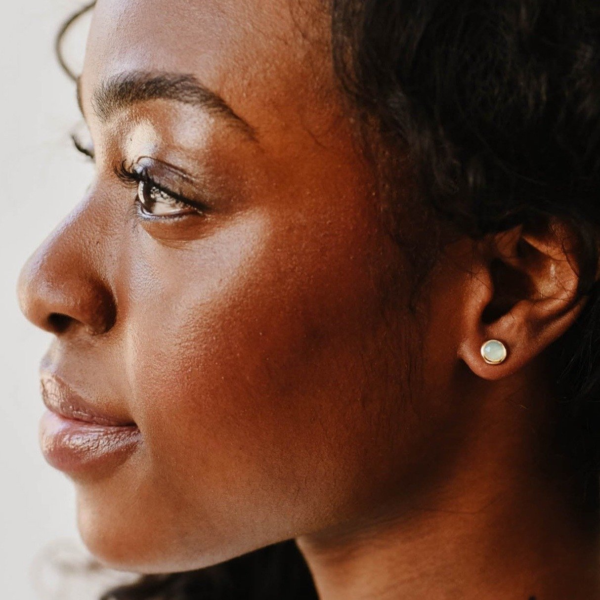 DAINTY LEGACY STUDS - AQUA CHALCEDONY & GOLD - SO PRETTY CARA COTTER