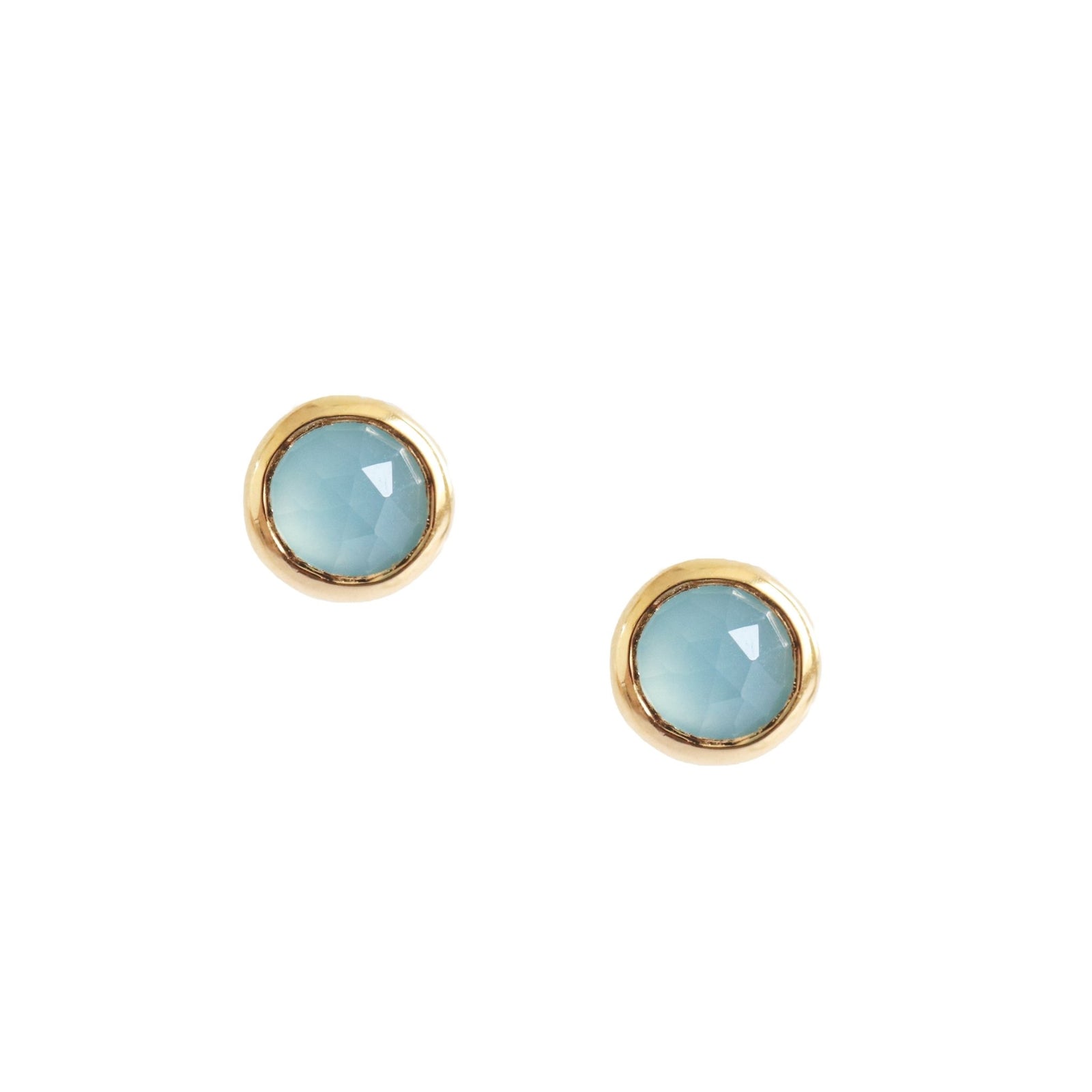 DAINTY LEGACY STUDS - AQUA CHALCEDONY & GOLD - SO PRETTY CARA COTTER