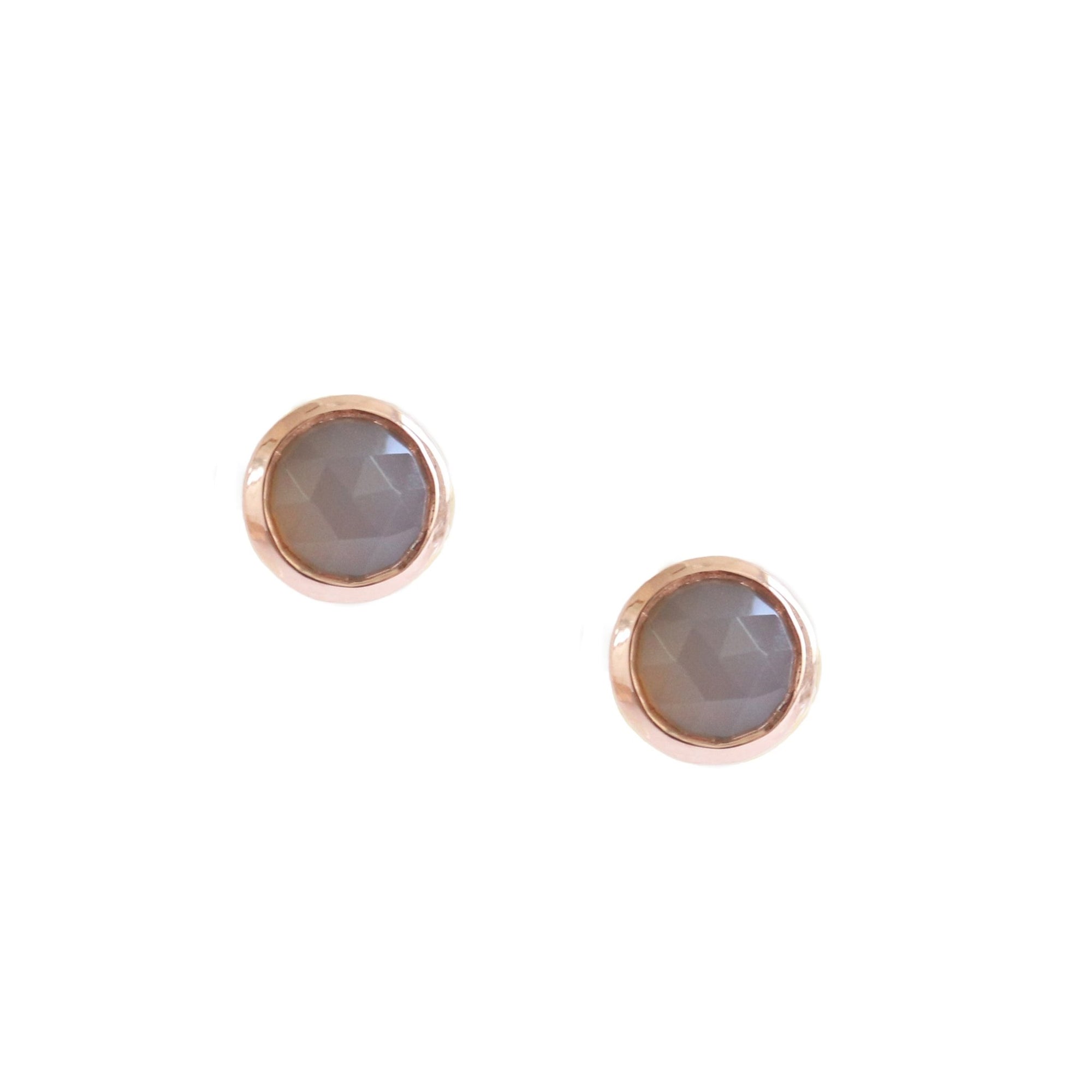 DAINTY LEGACY STUDS - GREY MOONSTONE & ROSE GOLD - SO PRETTY CARA COTTER