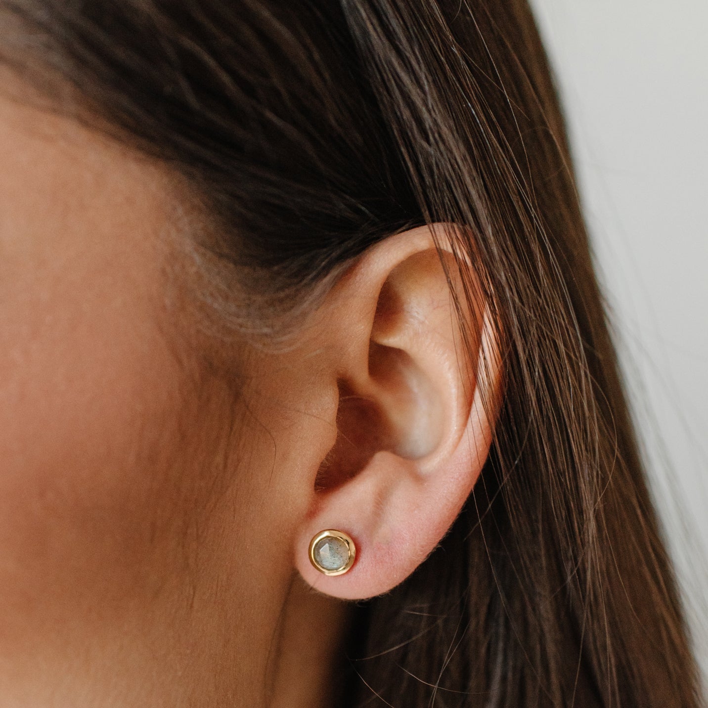 DAINTY LEGACY STUDS - LABRADORITE & GOLD - SO PRETTY CARA COTTER