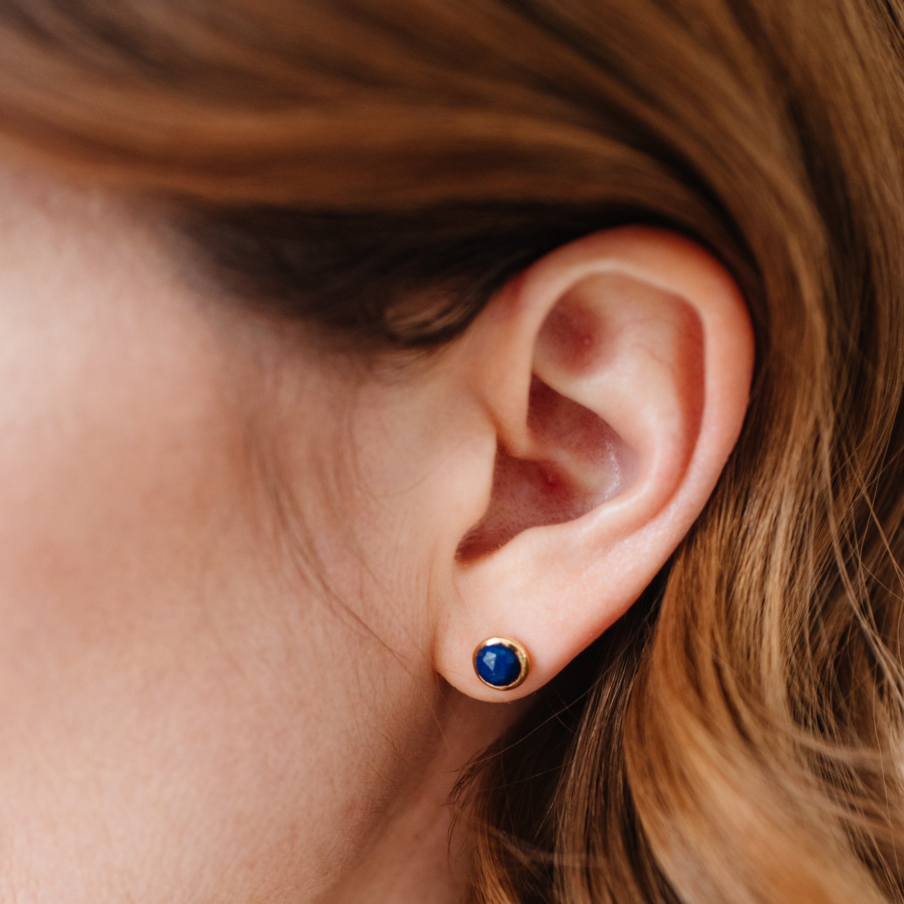 DAINTY LEGACY STUDS - LAPIS & GOLD - SO PRETTY CARA COTTER