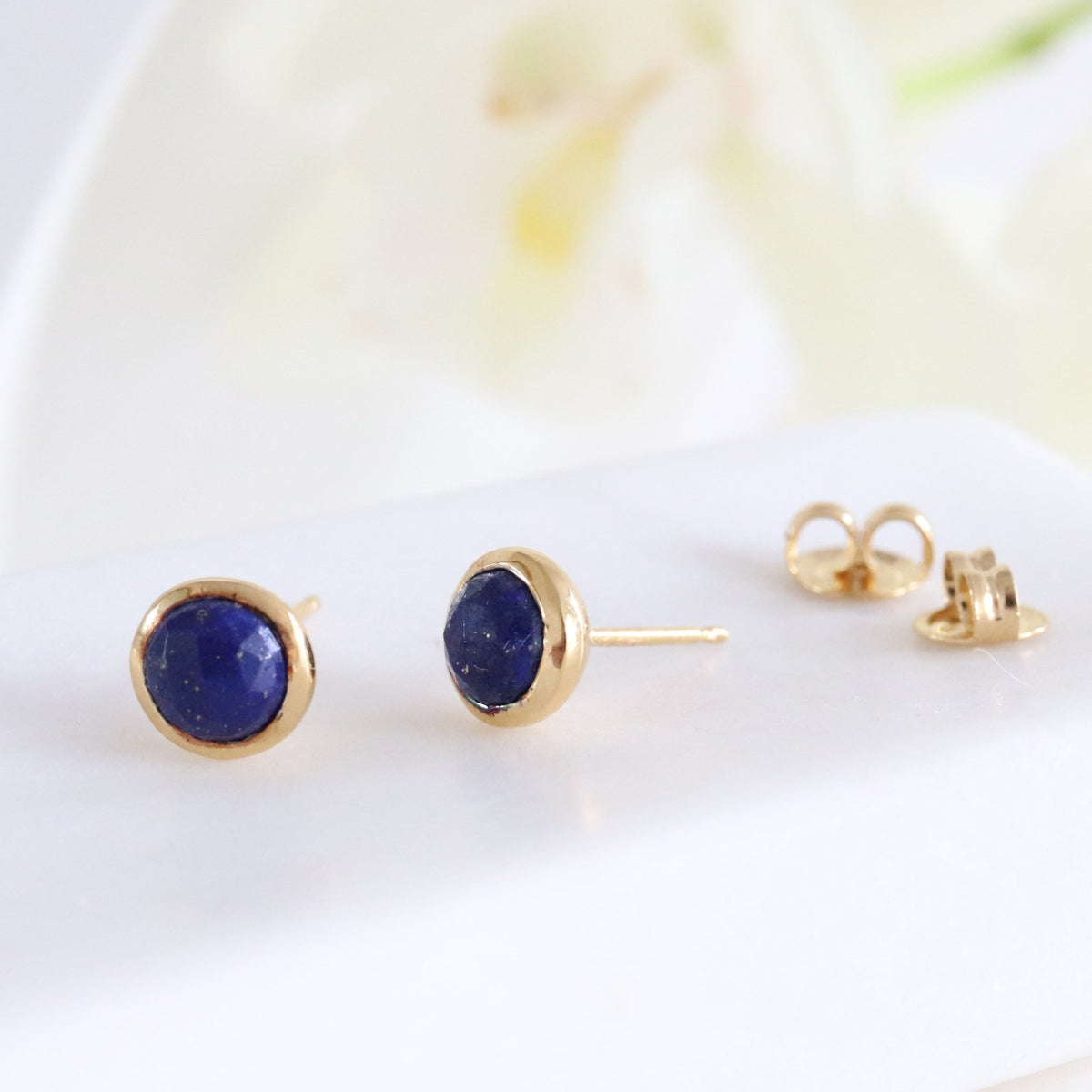 DAINTY LEGACY STUDS - LAPIS &amp; GOLD - SO PRETTY CARA COTTER
