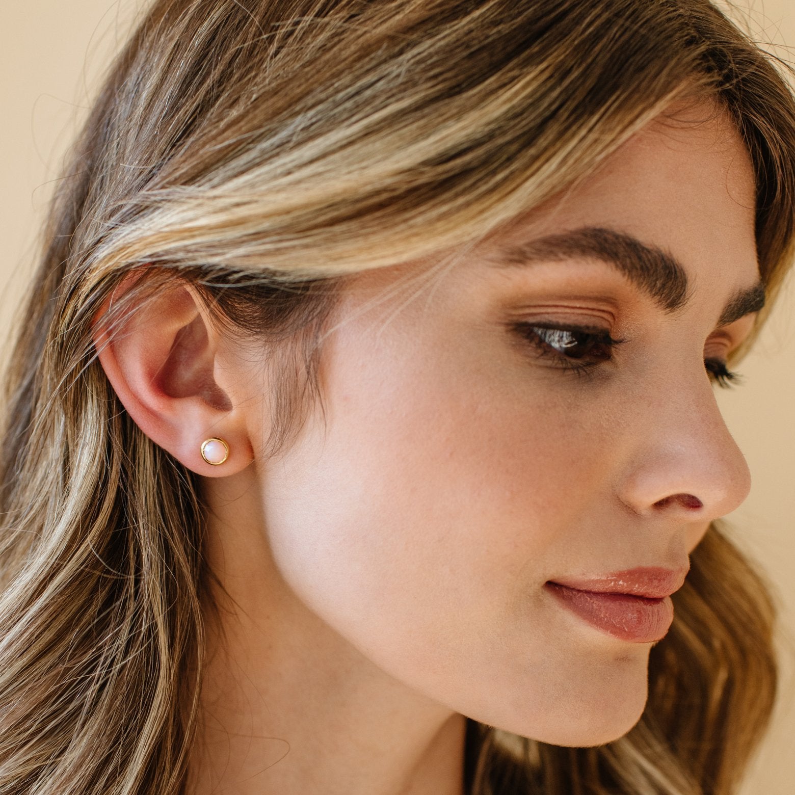 DAINTY LEGACY STUDS - PINK OPAL & GOLD - SO PRETTY CARA COTTER