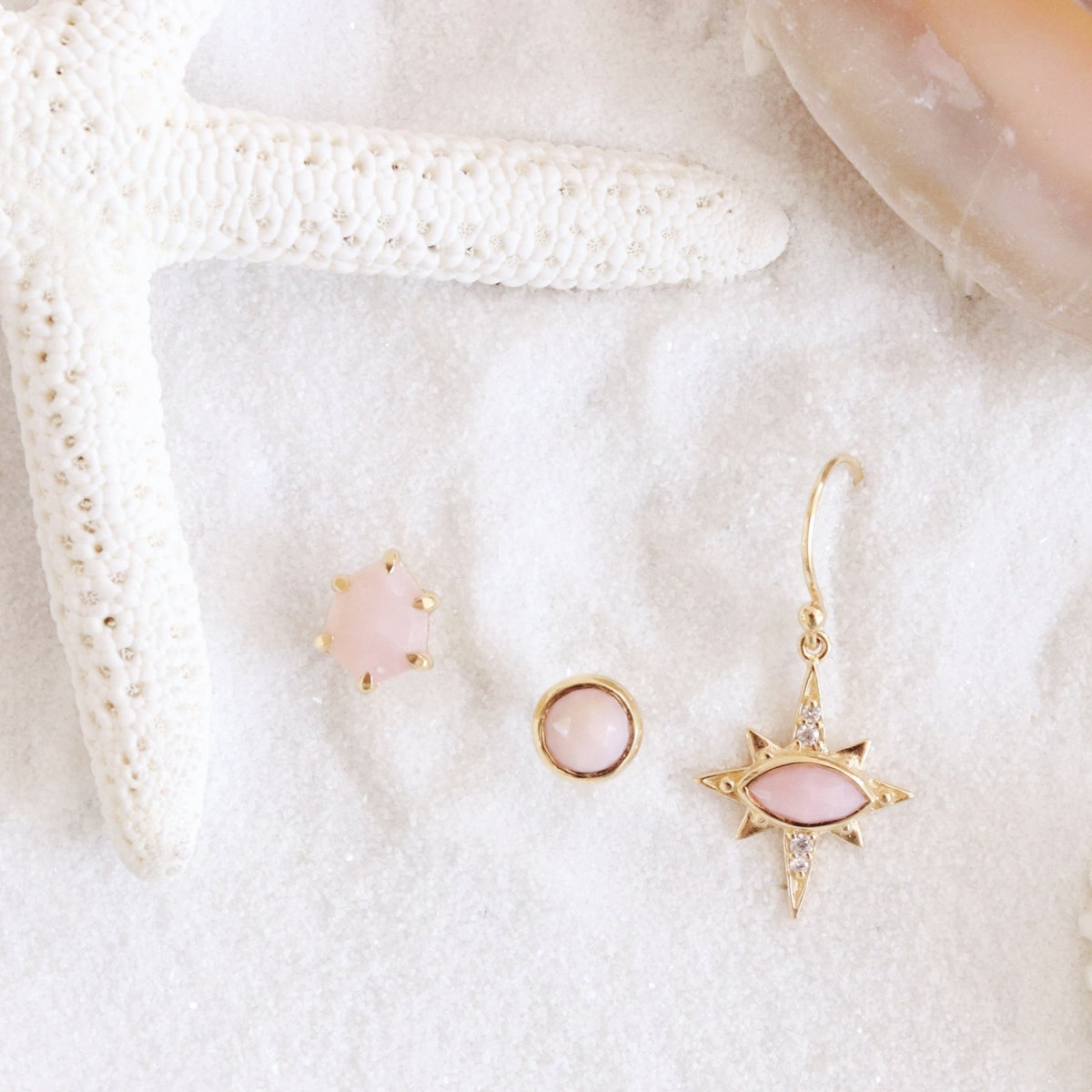 DAINTY LEGACY STUDS - PINK OPAL &amp; GOLD - SO PRETTY CARA COTTER