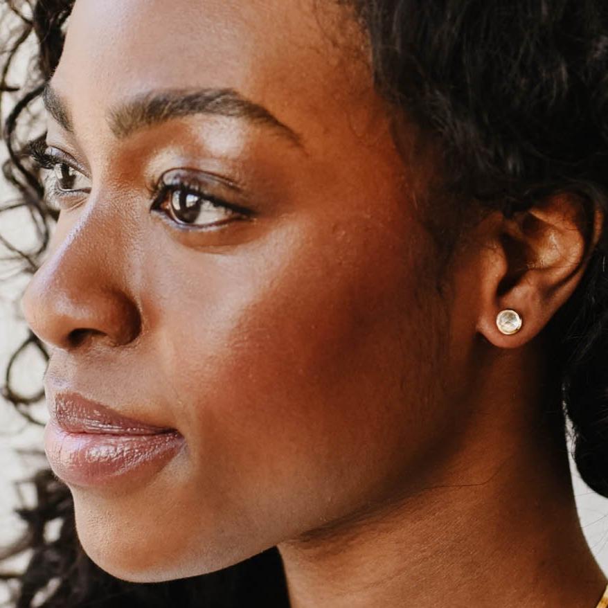 DAINTY LEGACY STUDS - WHITE TOPAZ & GOLD - SO PRETTY CARA COTTER