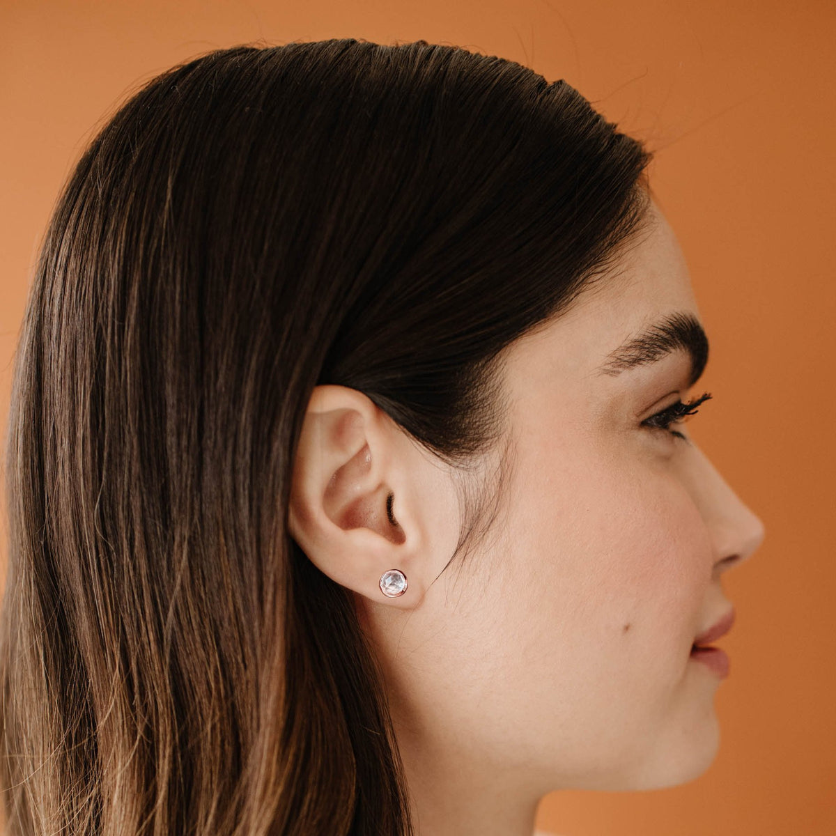 DAINTY LEGACY STUDS - WHITE TOPAZ &amp; ROSE GOLD - SO PRETTY CARA COTTER