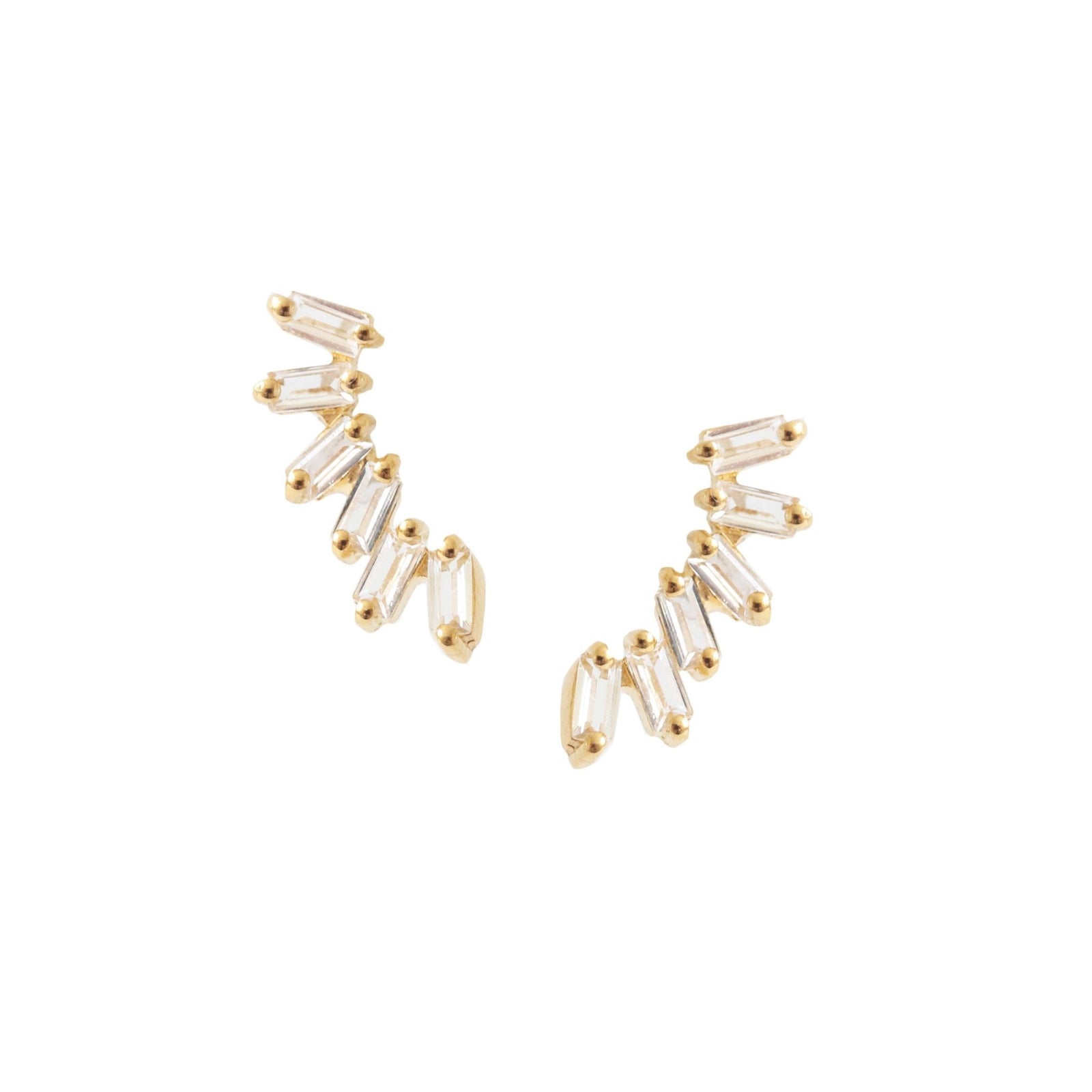 Dainty Loyal Ear Climbers - White Topaz & Gold - SO PRETTY CARA COTTER