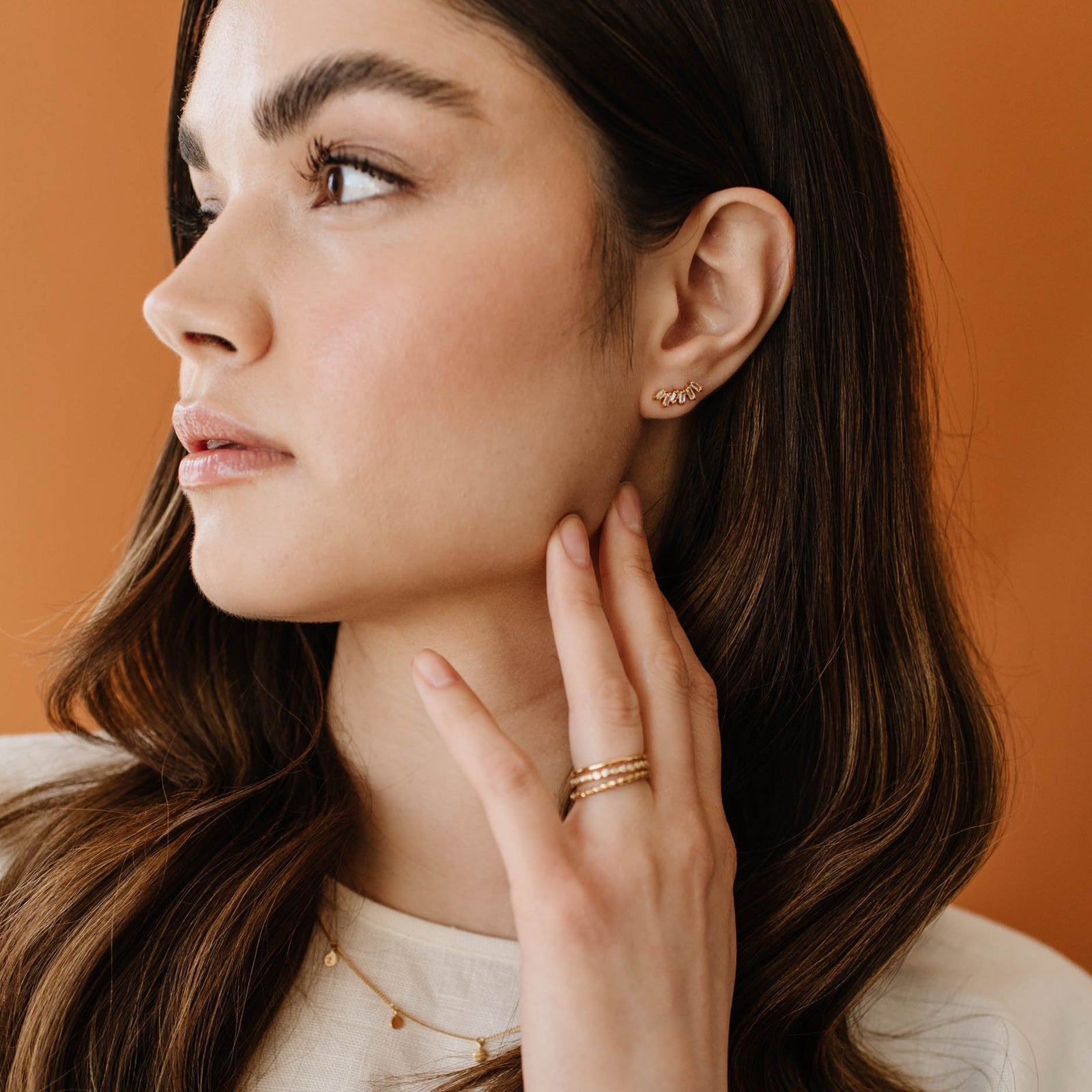 Dainty Loyal Ear Climbers - White Topaz & Gold - SO PRETTY CARA COTTER