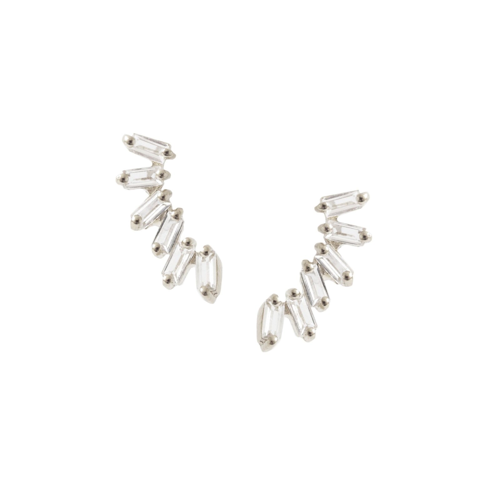 Dainty Loyal Ear Climbers - White Topaz & Silver - SO PRETTY CARA COTTER
